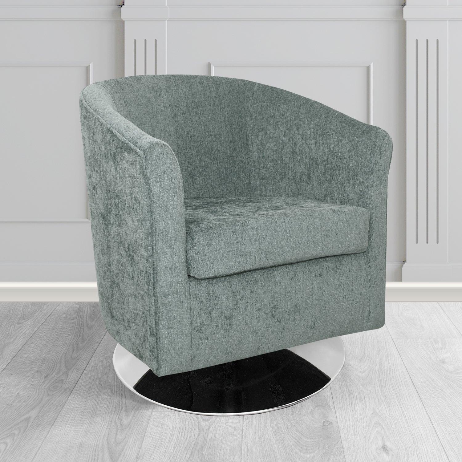 Tuscany Swivel Tub Chair in Como Crib 5 Plain Chenille Fabric