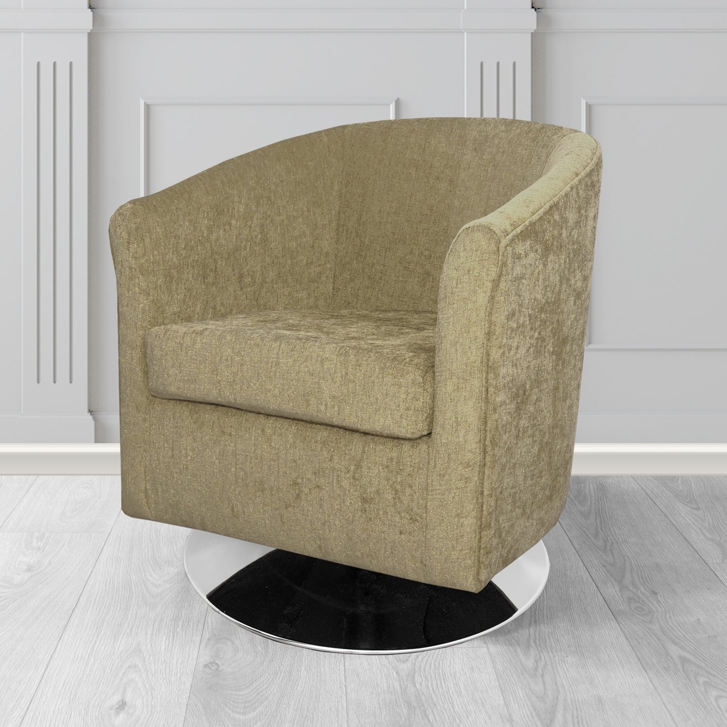 Tuscany Swivel Tub Chair in Como Crib 5 Plain Chenille Fabric