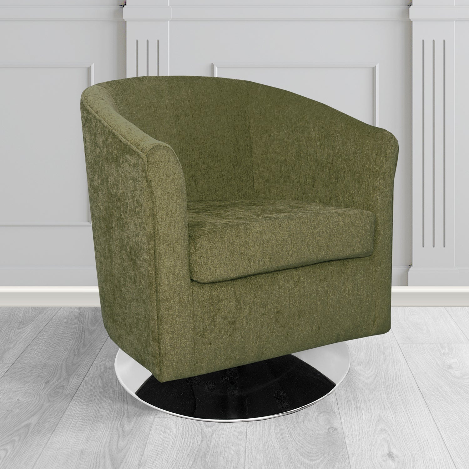 Tuscany Swivel Tub Chair in Como Crib 5 Plain Chenille Fabric