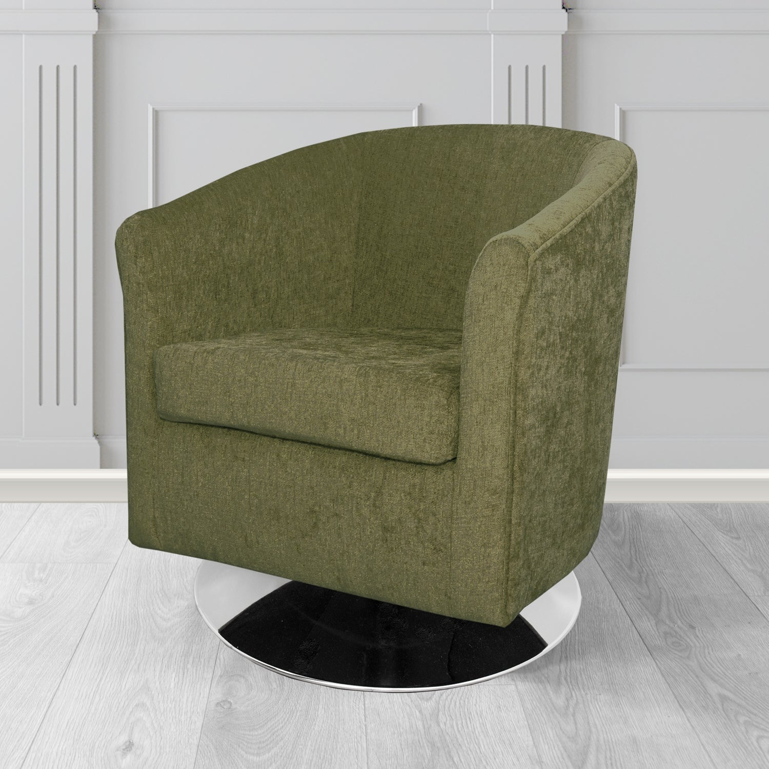 Tuscany Swivel Tub Chair in Como Crib 5 Plain Chenille Fabric