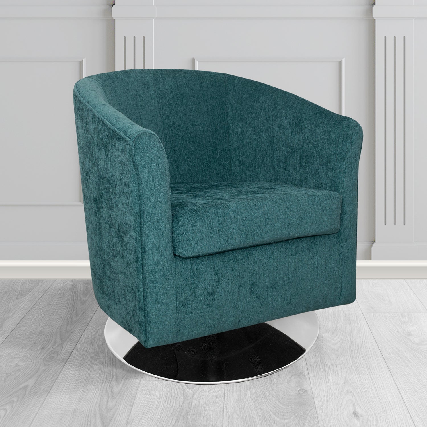 Tuscany Swivel Tub Chair in Como Crib 5 Plain Chenille Fabric