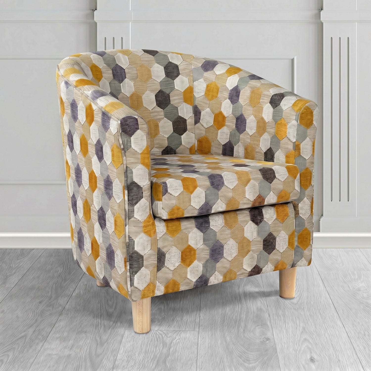 Tuscany Tub Chair in Cristina Marrone Extravaganza Honeycomb Velvet Pattern Fabric