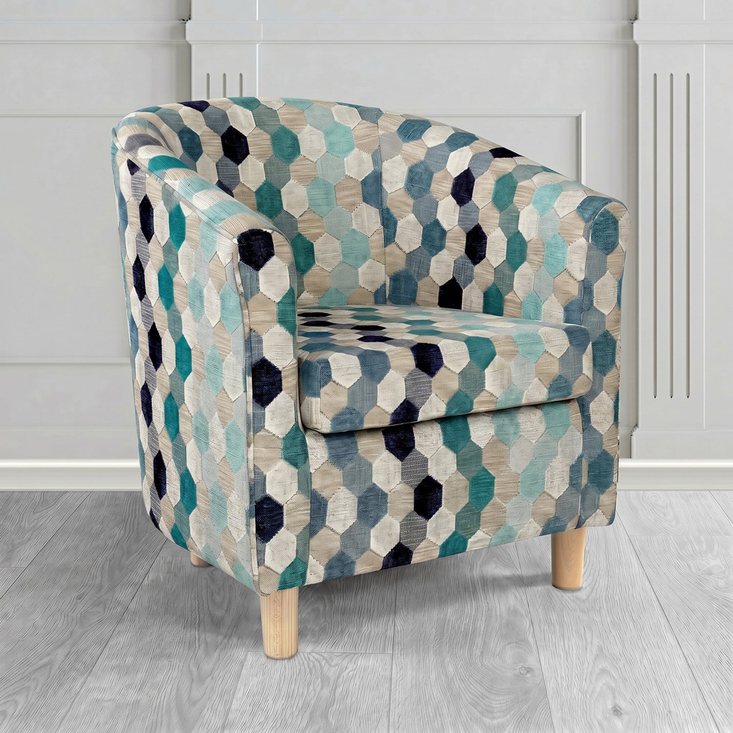 Tuscany Tub Chair in Cristina Marrone Extravaganza Honeycomb Velvet Pattern Fabric