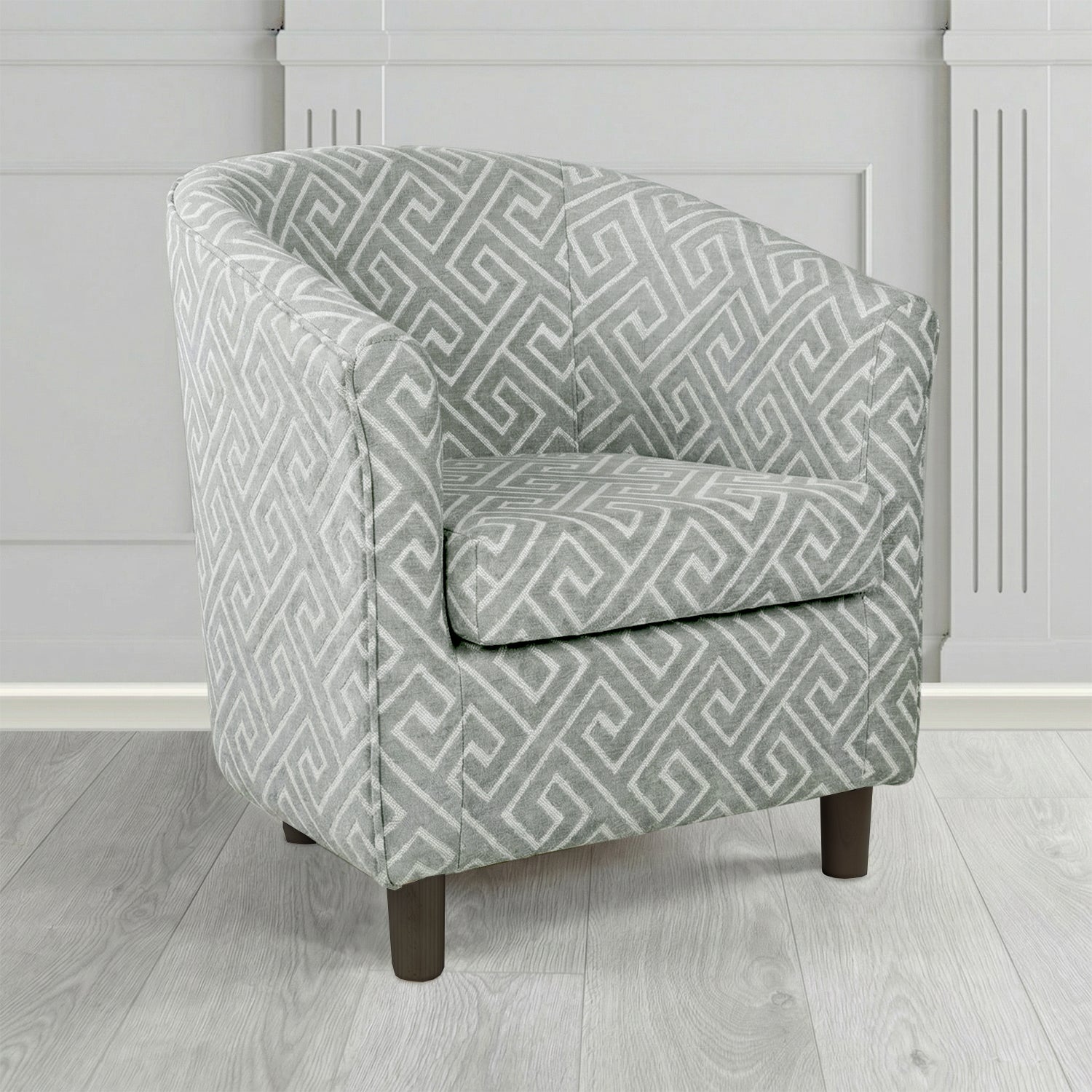 Tuscany Tub Chair in Cristina Marrone Extravaganza Greek Key Geometric Fabric