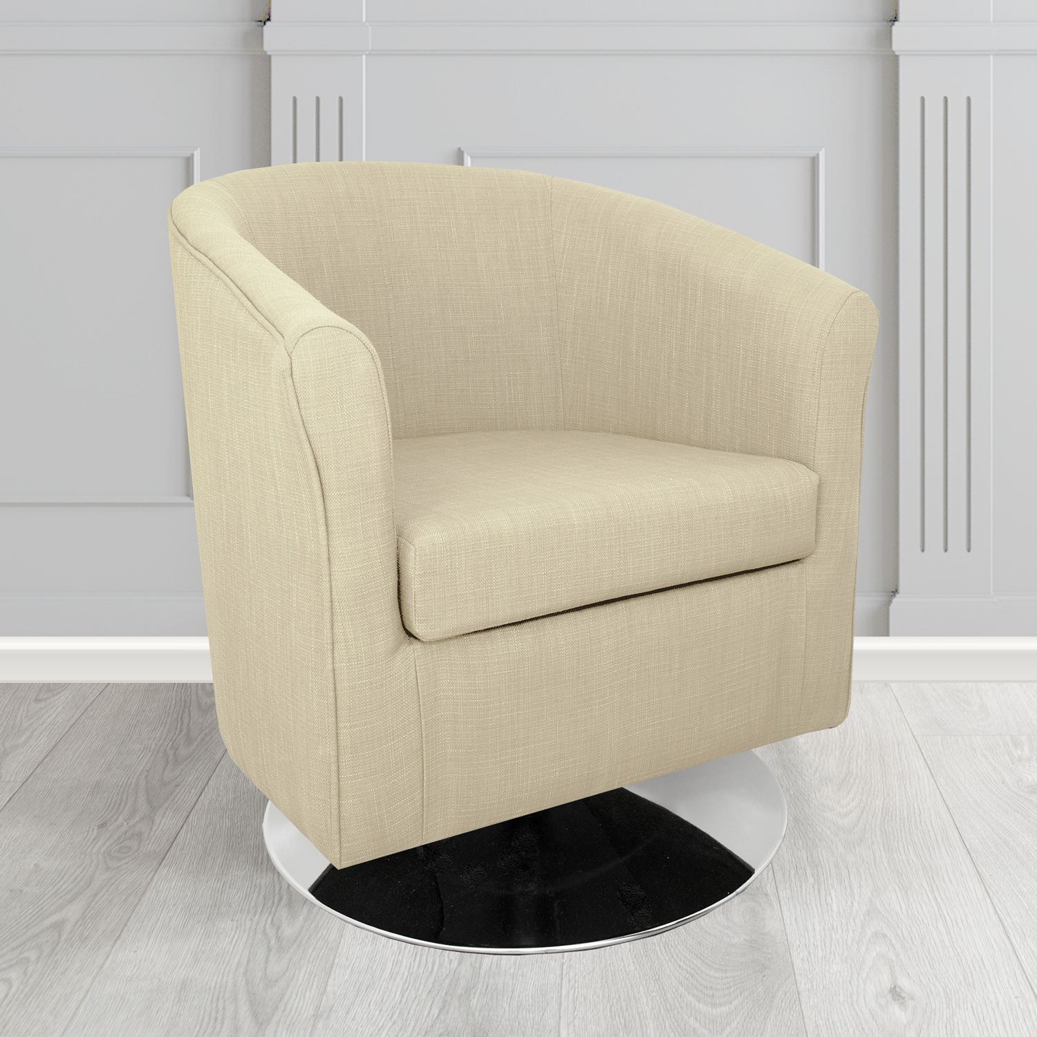 Tuscany Swivel Tub Chair in Cristina Marrone Emporio Linen Crib 5 Fabric
