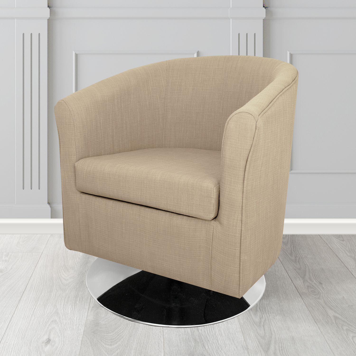 Tuscany Swivel Tub Chair in Cristina Marrone Emporio Linen Crib 5 Fabric