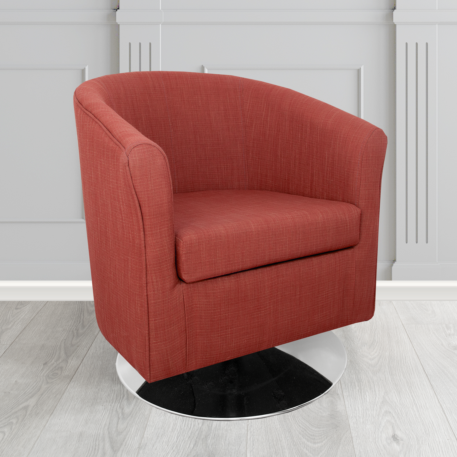 Tuscany Swivel Tub Chair in Cristina Marrone Emporio Linen Crib 5 Fabric