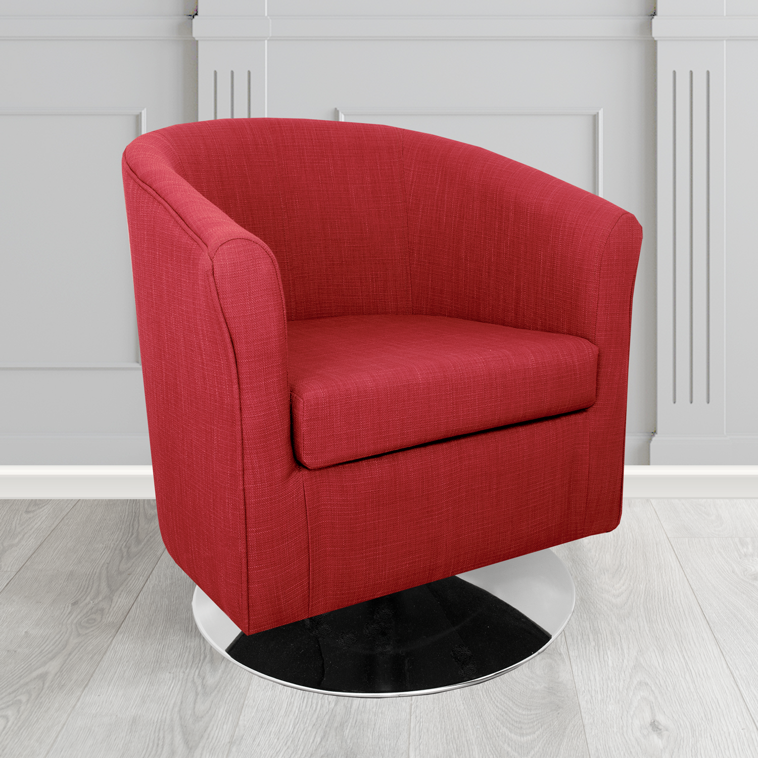 Tuscany Swivel Tub Chair in Cristina Marrone Emporio Linen Crib 5 Fabric