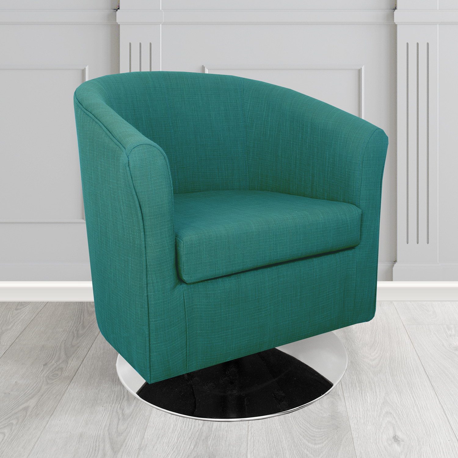 Tuscany Swivel Tub Chair in Cristina Marrone Emporio Linen Crib 5 Fabric