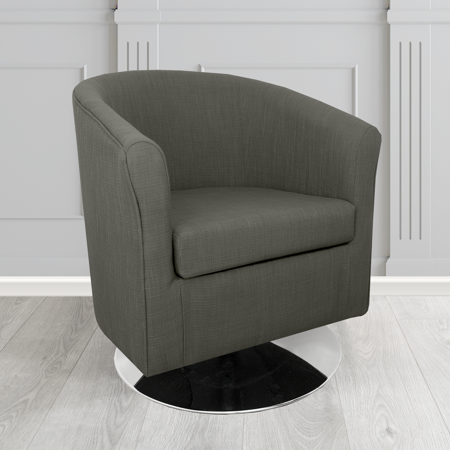 Tuscany Swivel Tub Chair in Cristina Marrone Emporio Linen Crib 5 Fabric