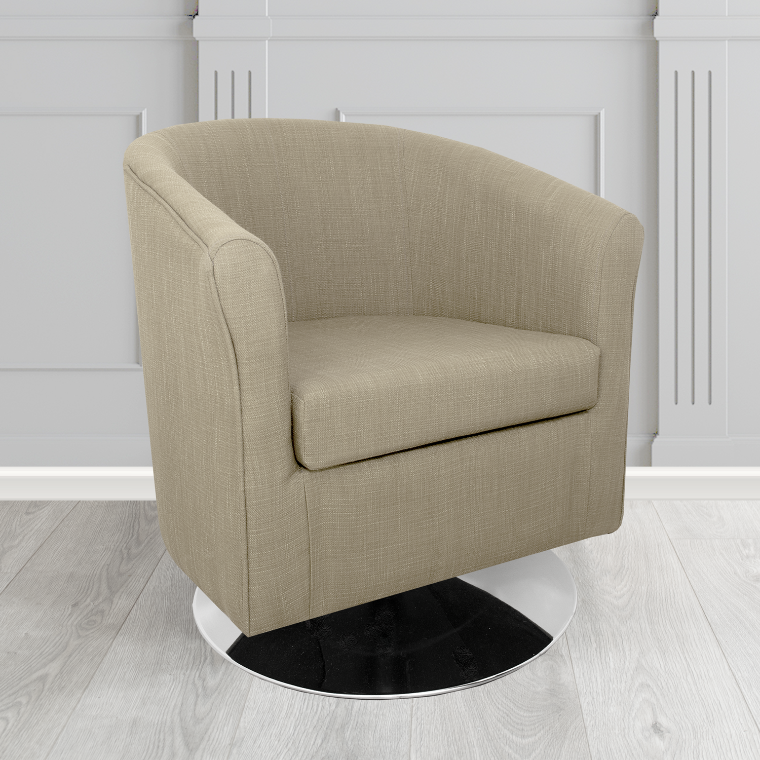 Tuscany Swivel Tub Chair in Cristina Marrone Emporio Linen Crib 5 Fabric