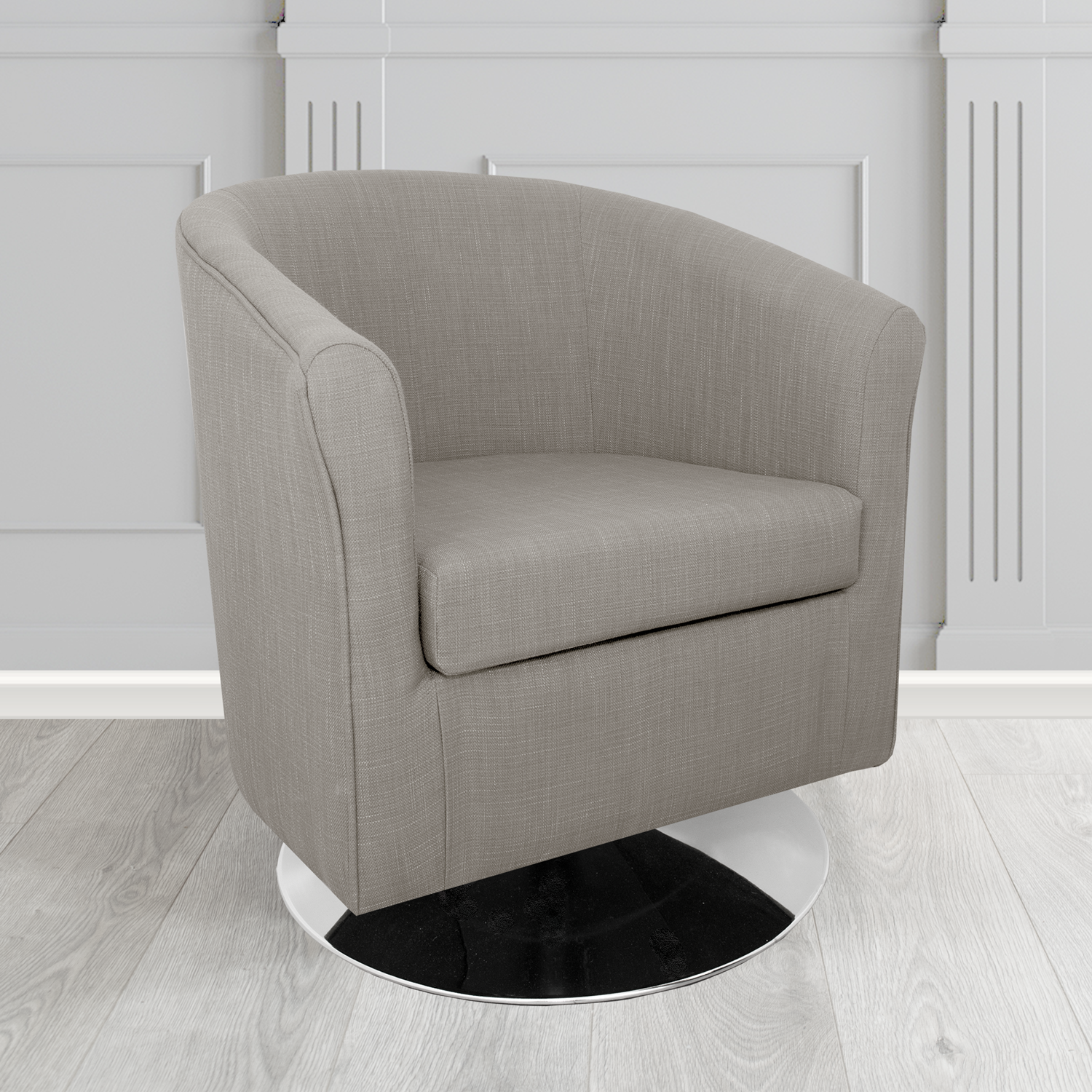 Tuscany Swivel Tub Chair in Cristina Marrone Emporio Linen Crib 5 Fabric