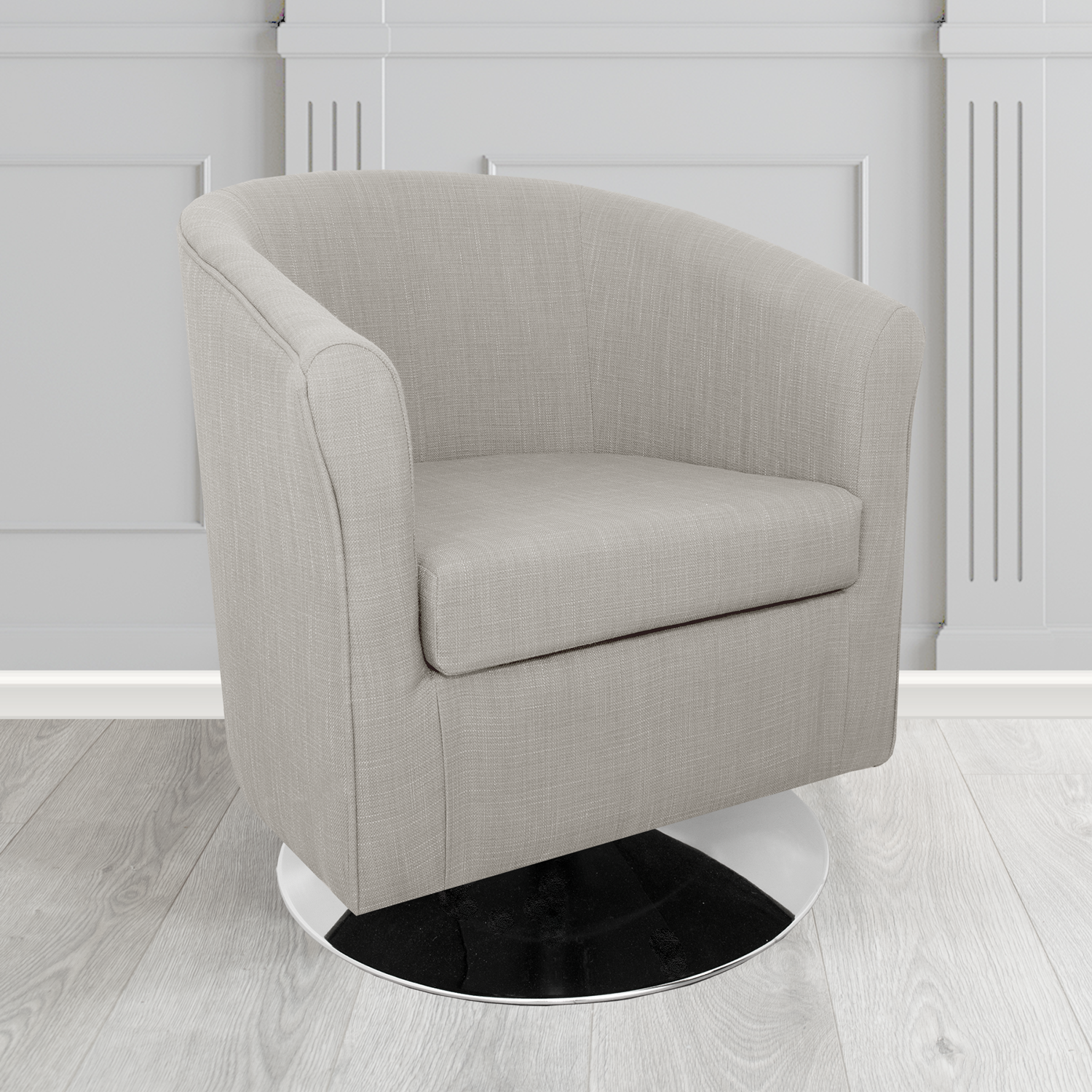 Tuscany Swivel Tub Chair in Cristina Marrone Emporio Linen Crib 5 Fabric