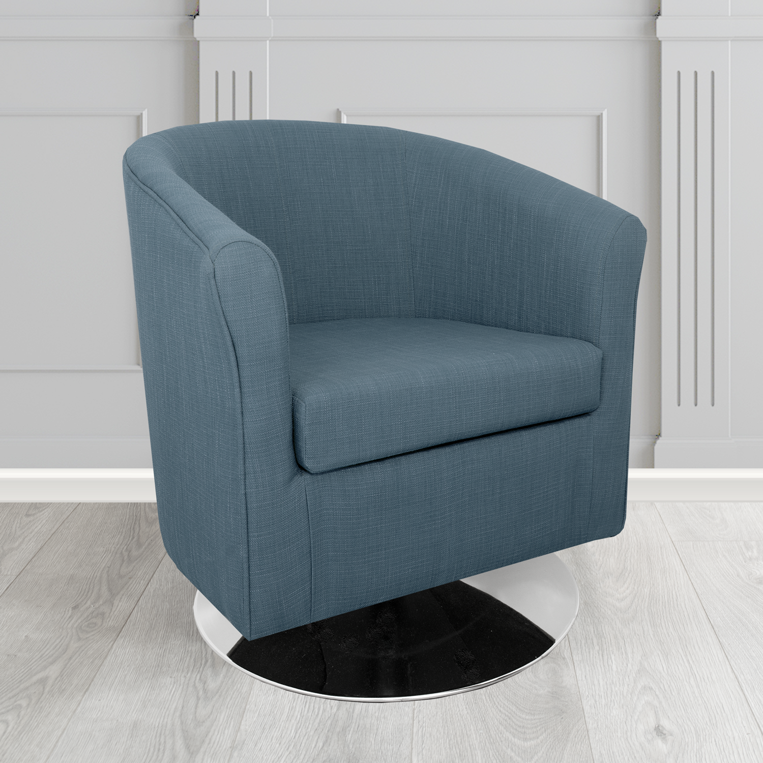 Tuscany Swivel Tub Chair in Cristina Marrone Emporio Linen Crib 5 Fabric