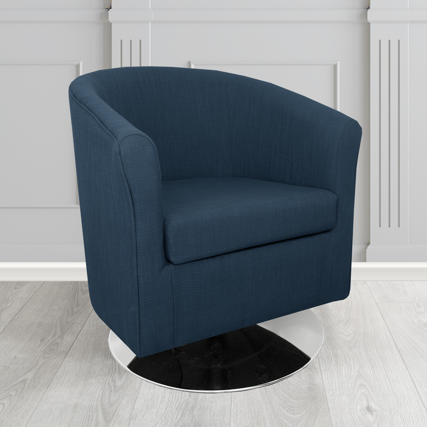 Tuscany Swivel Tub Chair in Cristina Marrone Emporio Linen Crib 5 Fabric