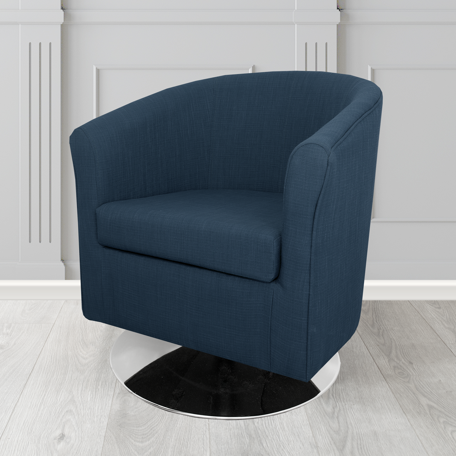 Tuscany Swivel Tub Chair in Cristina Marrone Emporio Linen Crib 5 Fabric
