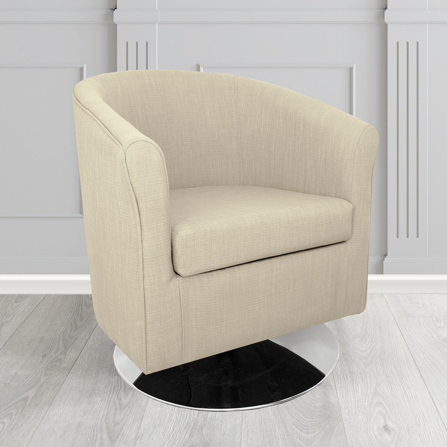 Tuscany Swivel Tub Chair in Cristina Marrone Emporio Linen Crib 5 Fabric