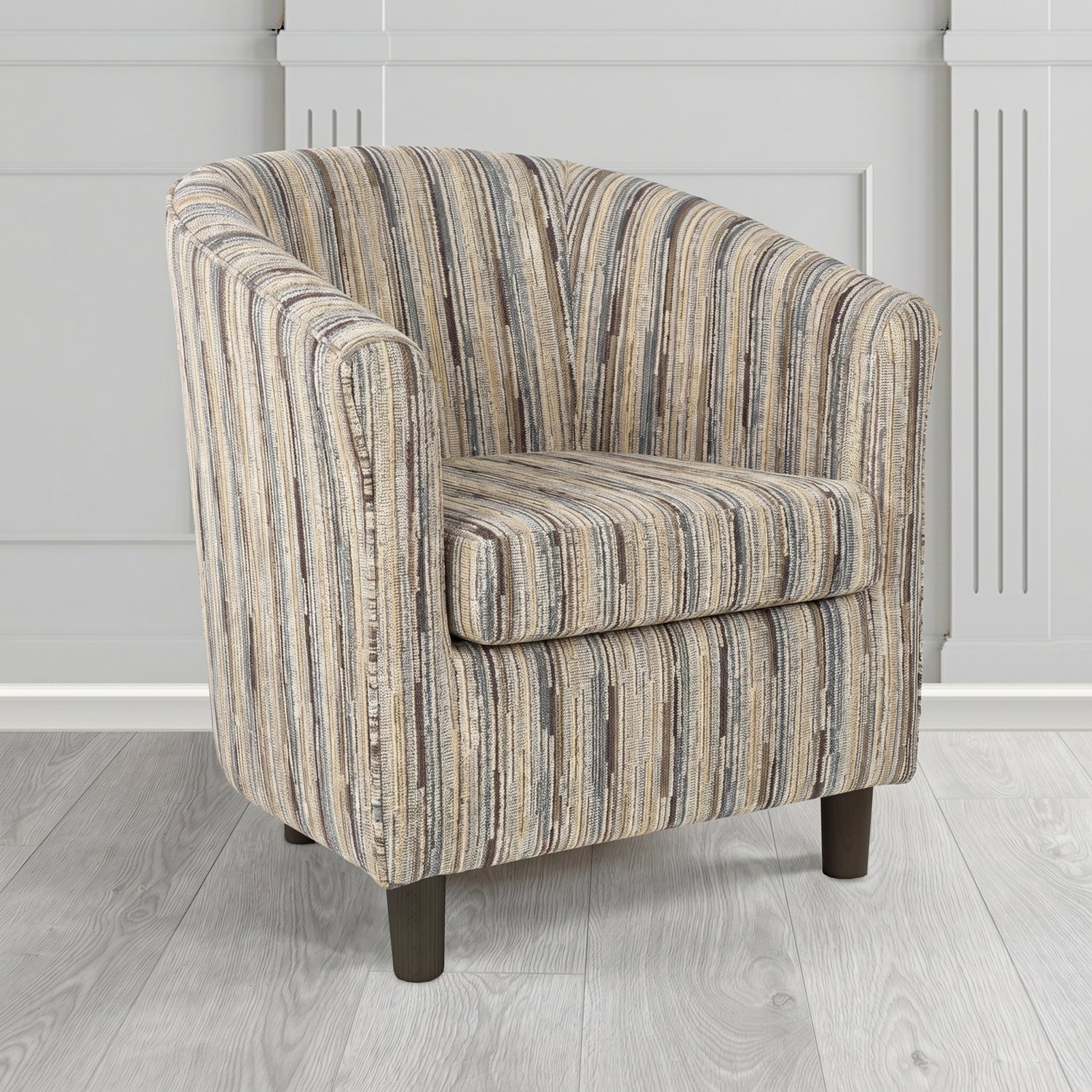Tuscany Tub Chair in Cristina Marrone Extravaganza Stripe Fabric