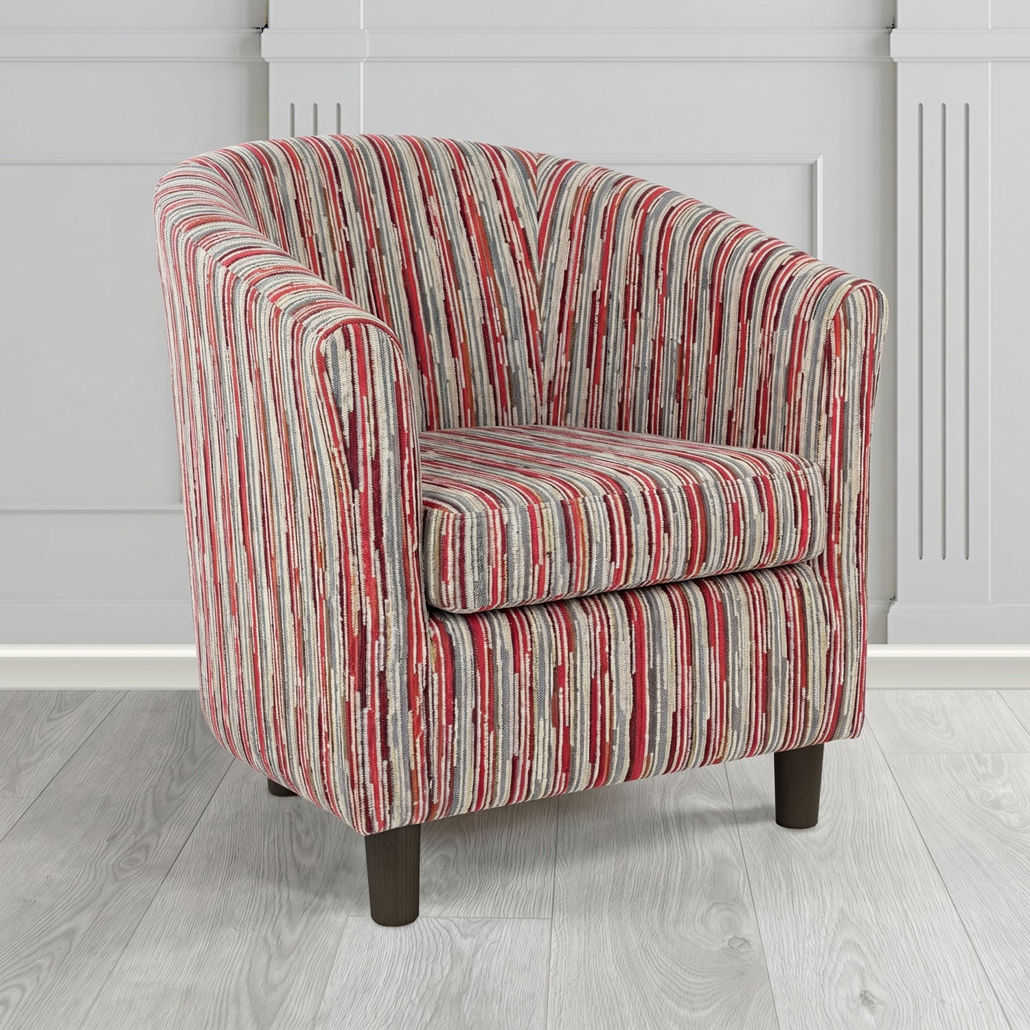 Tuscany Tub Chair in Cristina Marrone Extravaganza Stripe Fabric