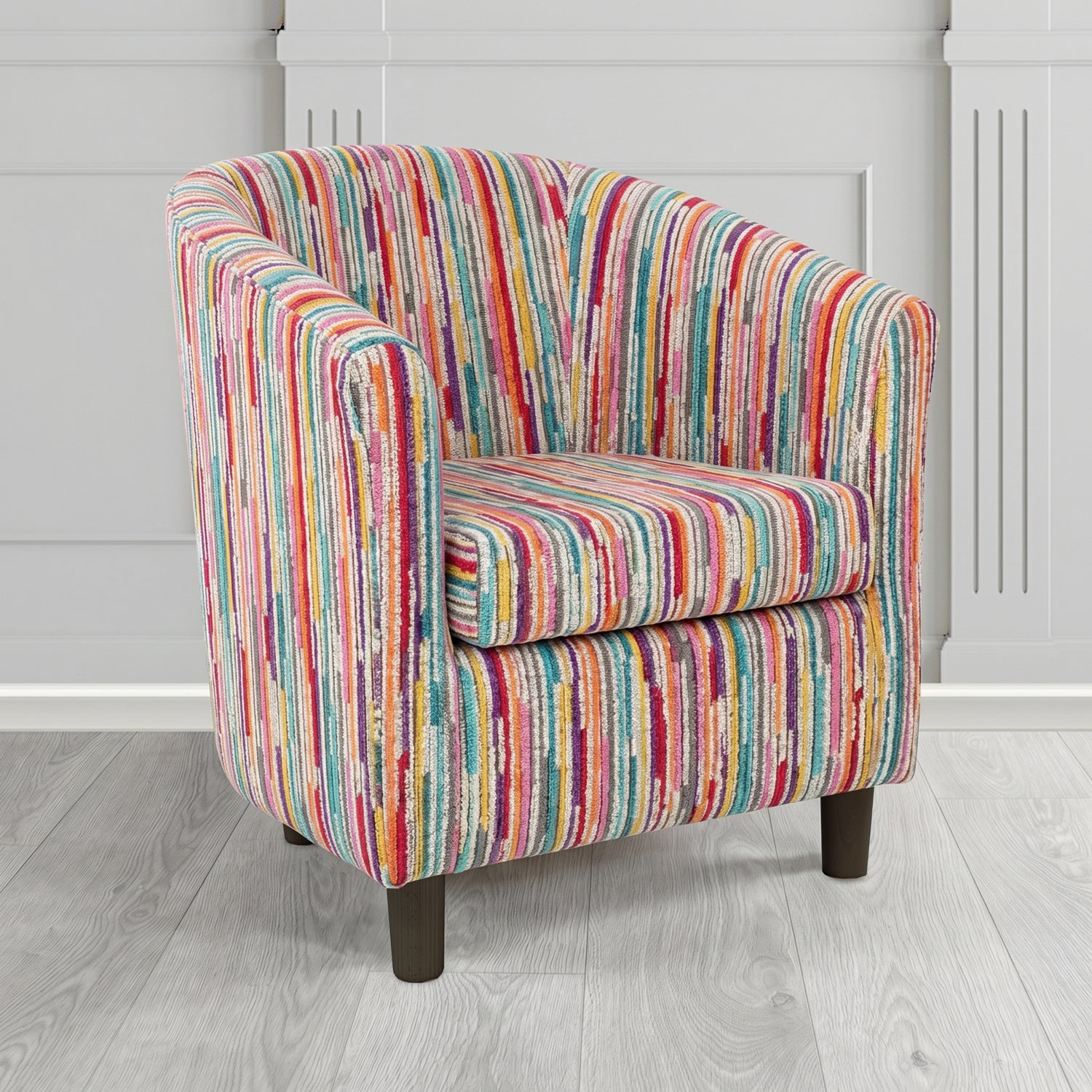 Tuscany Tub Chair in Cristina Marrone Extravaganza Stripe Fabric