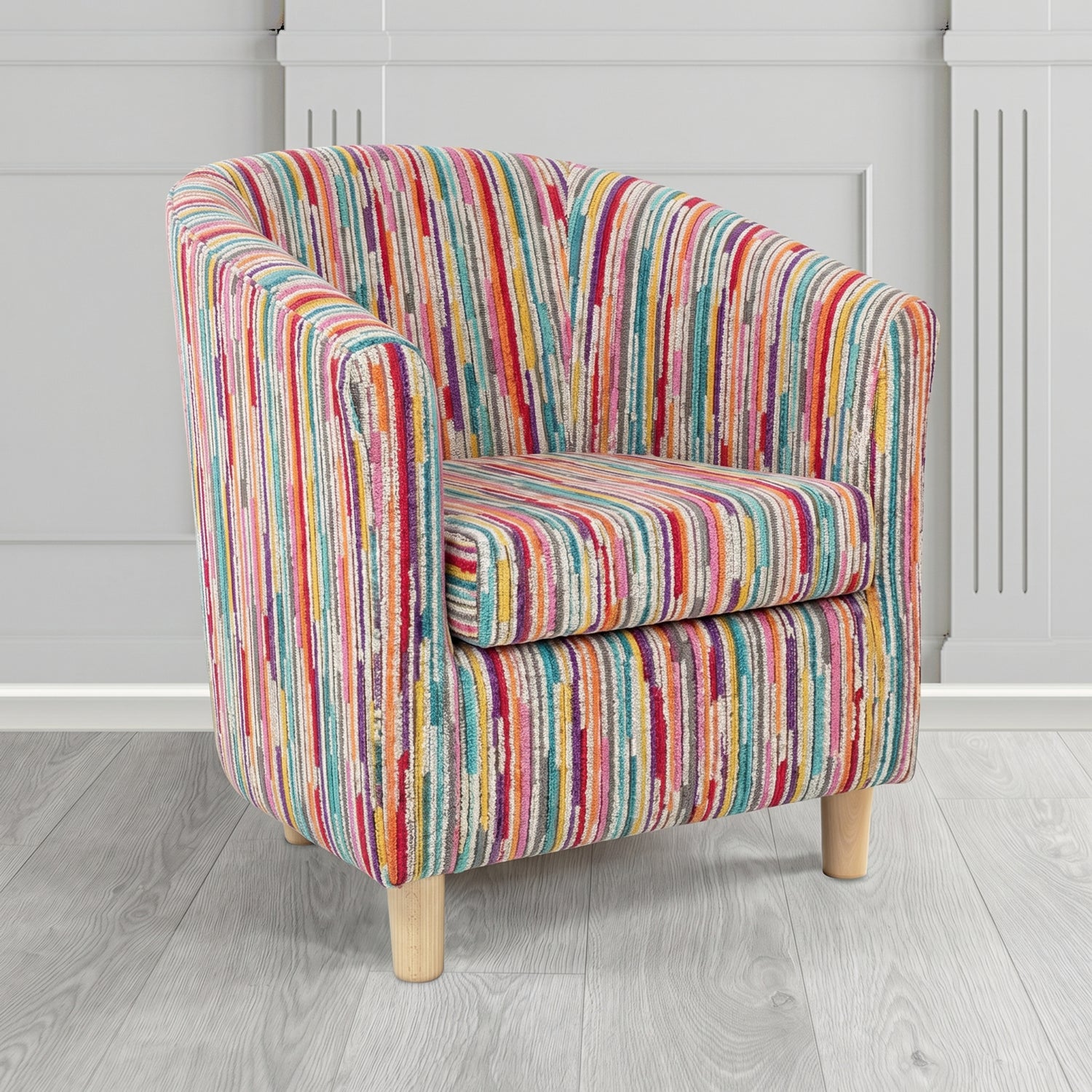 Tuscany Tub Chair in Cristina Marrone Extravaganza Stripe Fabric