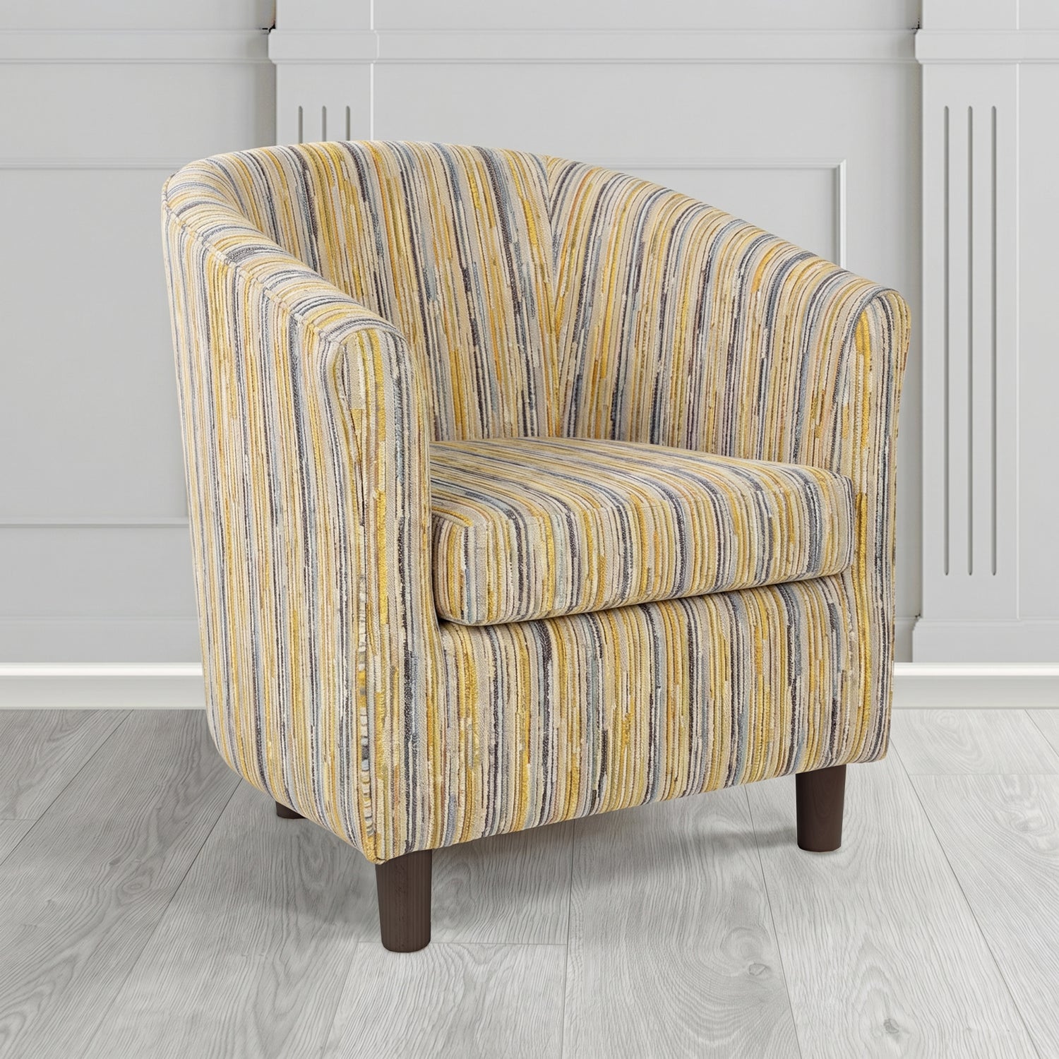 Tuscany Tub Chair in Cristina Marrone Extravaganza Stripe Fabric