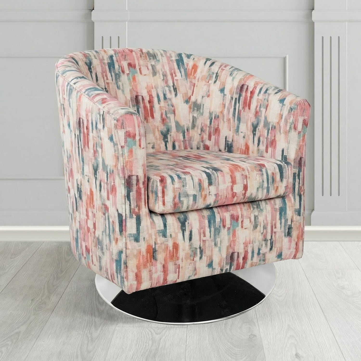 Tuscany Swivel Tub Chair in Fryett's Aura Abstract Pattern Fabric