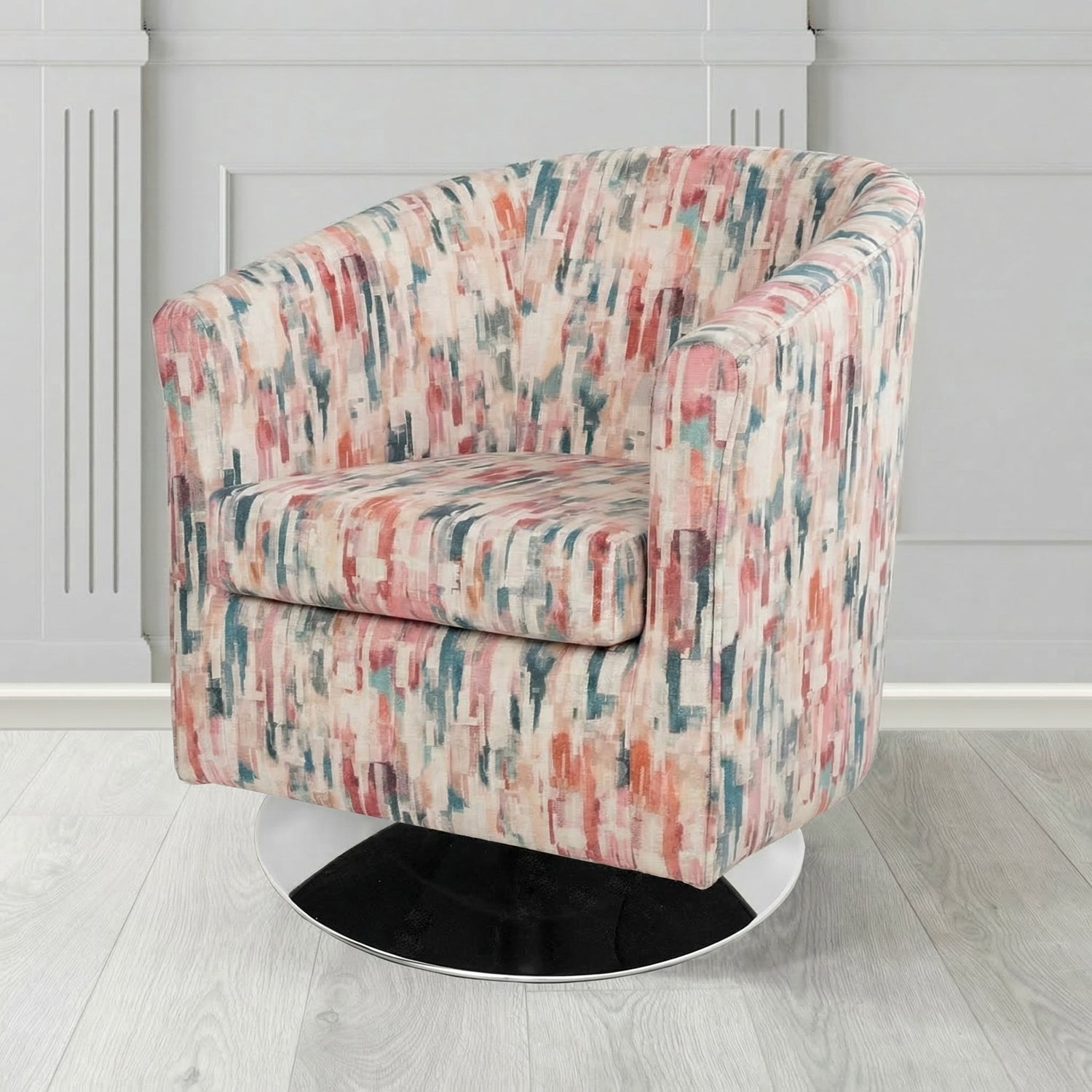 Tuscany Swivel Tub Chair in Fryett's Aura Abstract Pattern Fabric