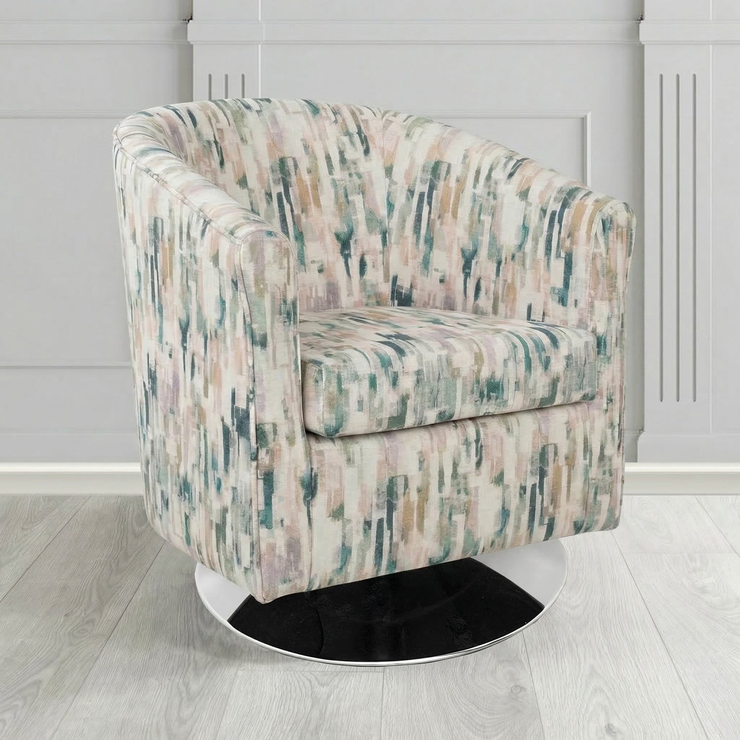 Tuscany Swivel Tub Chair in Fryett's Aura Abstract Pattern Fabric