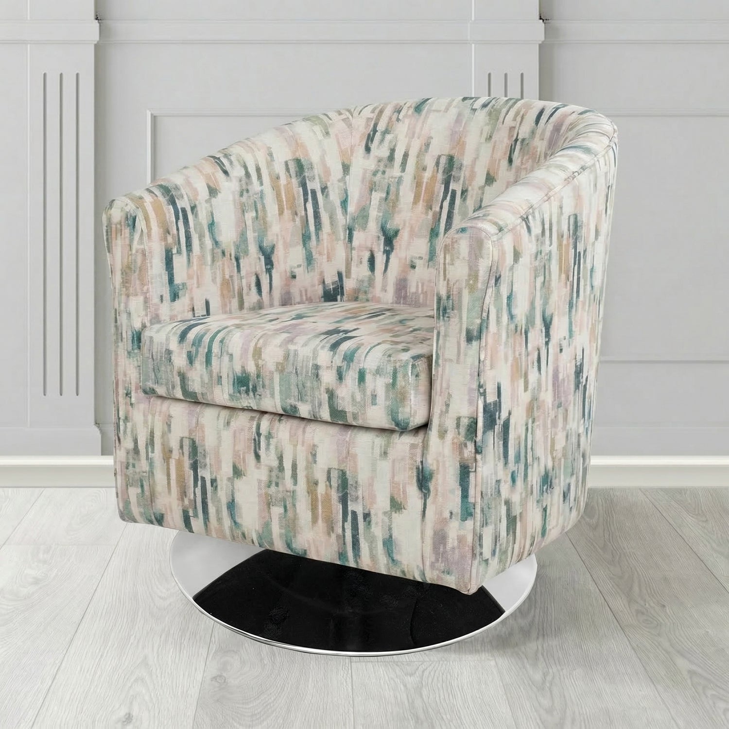 Tuscany Swivel Tub Chair in Fryett's Aura Abstract Pattern Fabric