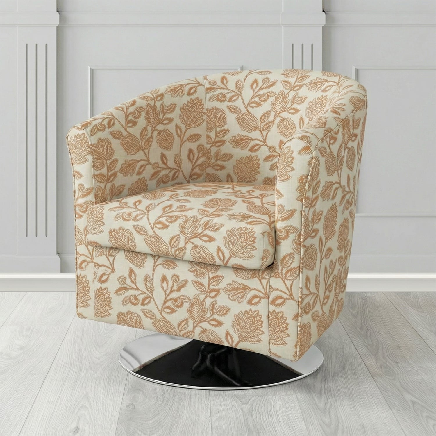 Tuscany Swivel Tub Chair in Fryett's Henley Floral Pattern Fabric