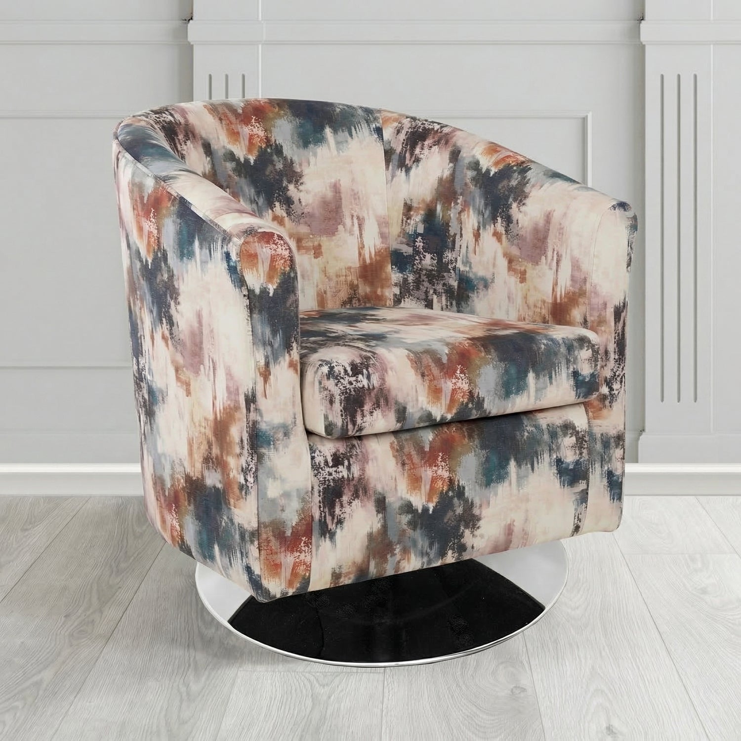 Tuscany Swivel Tub Chair in Fryett's Kala Abstract Pattern Fabric