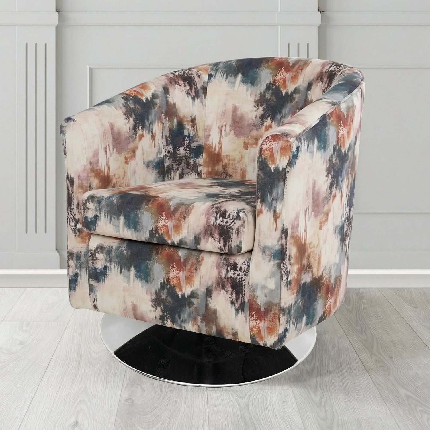 Tuscany Swivel Tub Chair in Fryett's Kala Abstract Pattern Fabric