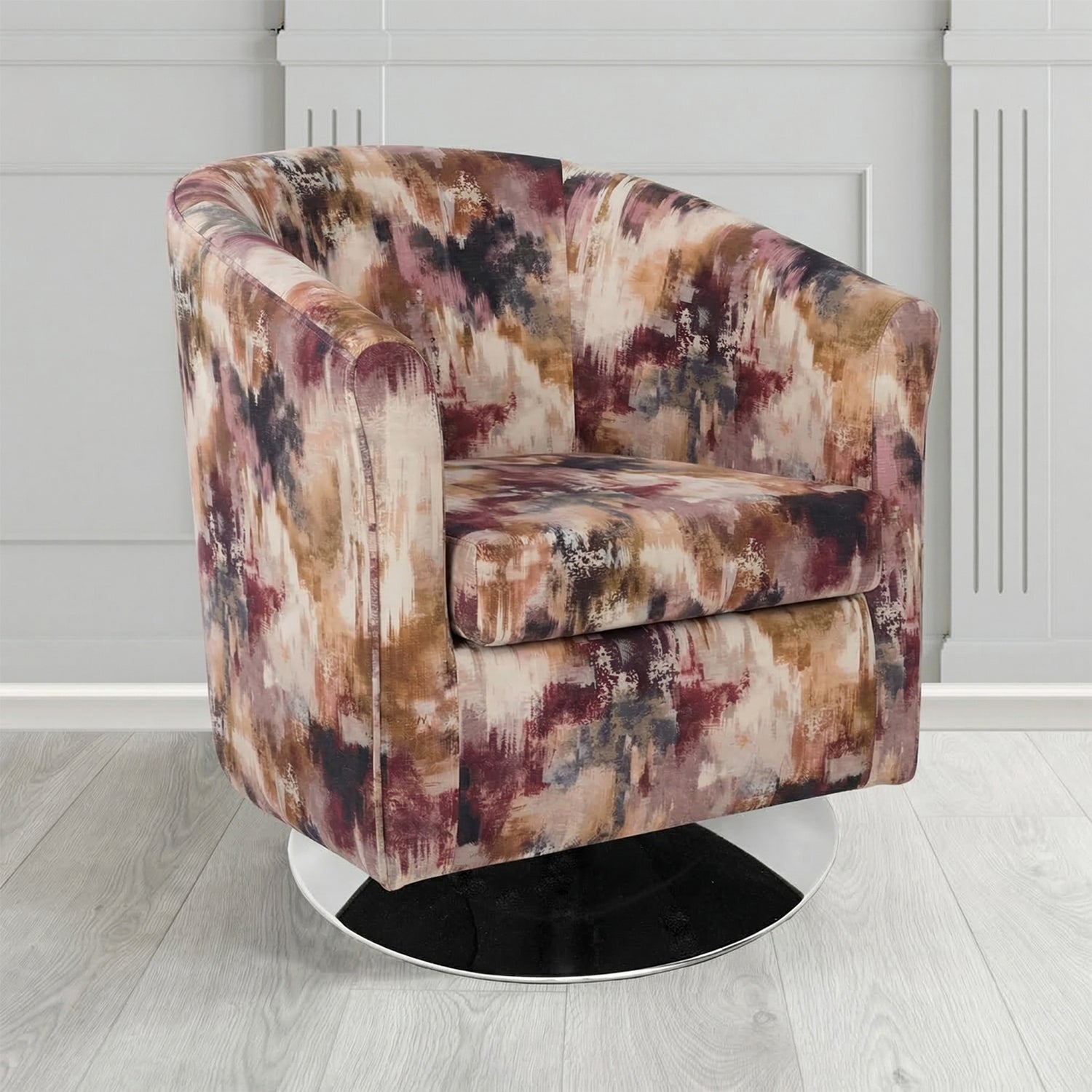 Tuscany Swivel Tub Chair in Fryett's Kala Abstract Pattern Fabric