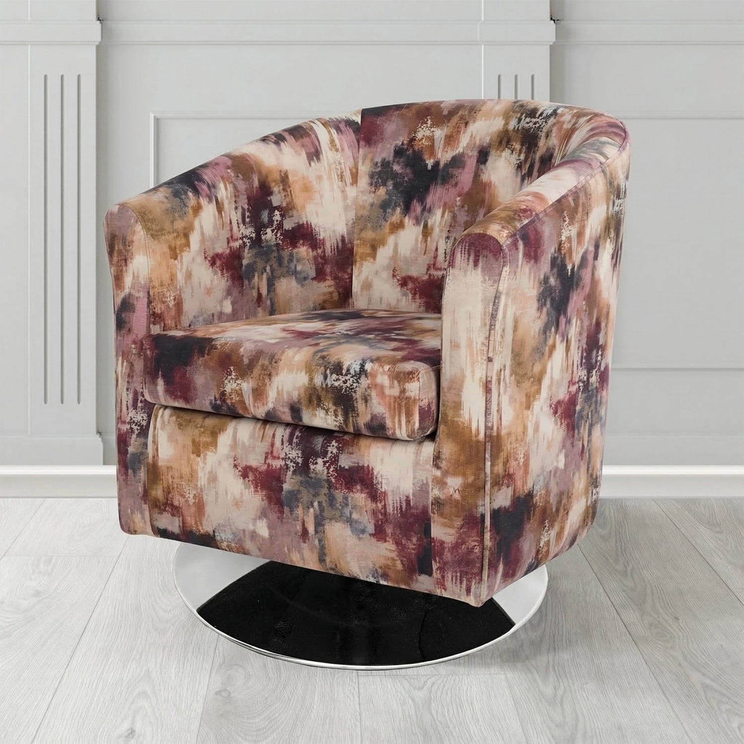 Tuscany Swivel Tub Chair in Fryett's Kala Abstract Pattern Fabric