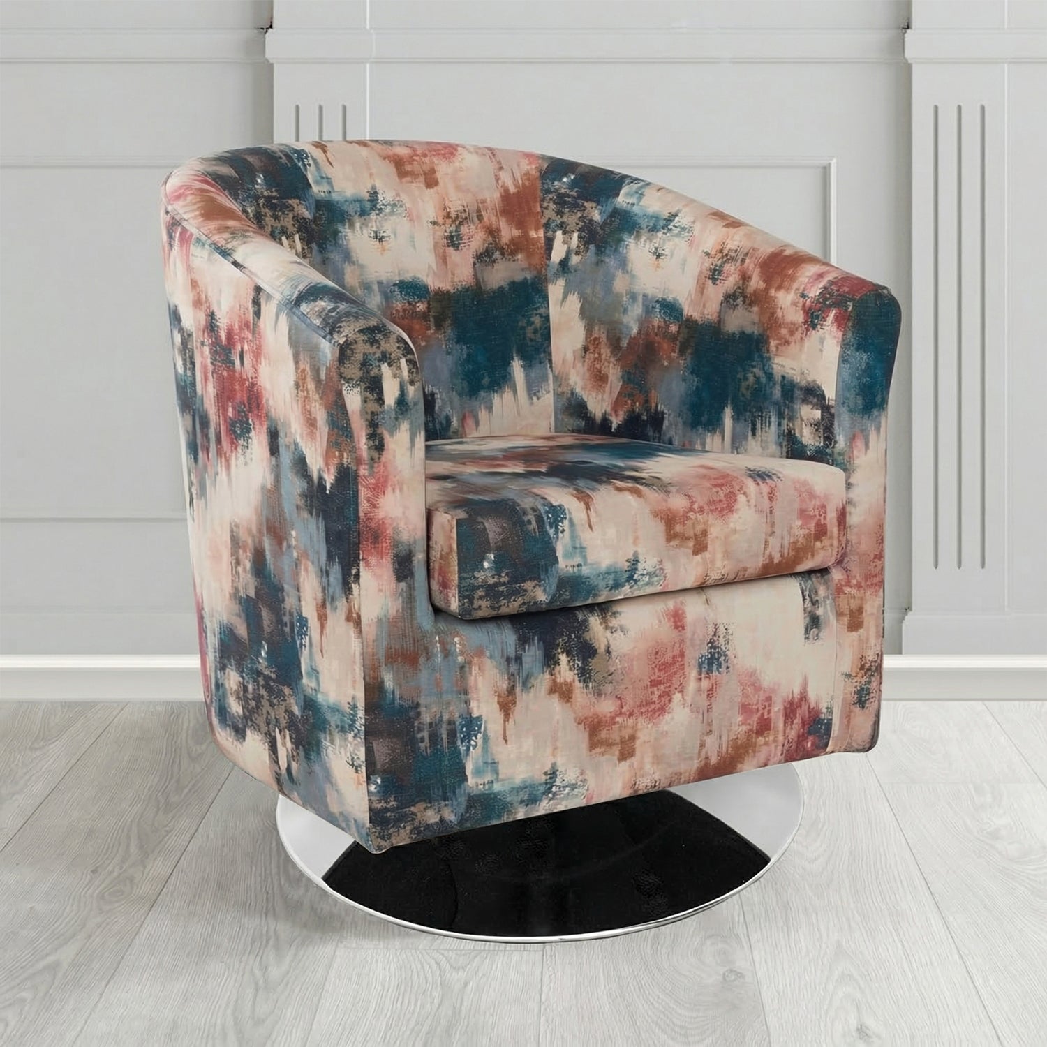 Tuscany Swivel Tub Chair in Fryett's Kala Abstract Pattern Fabric