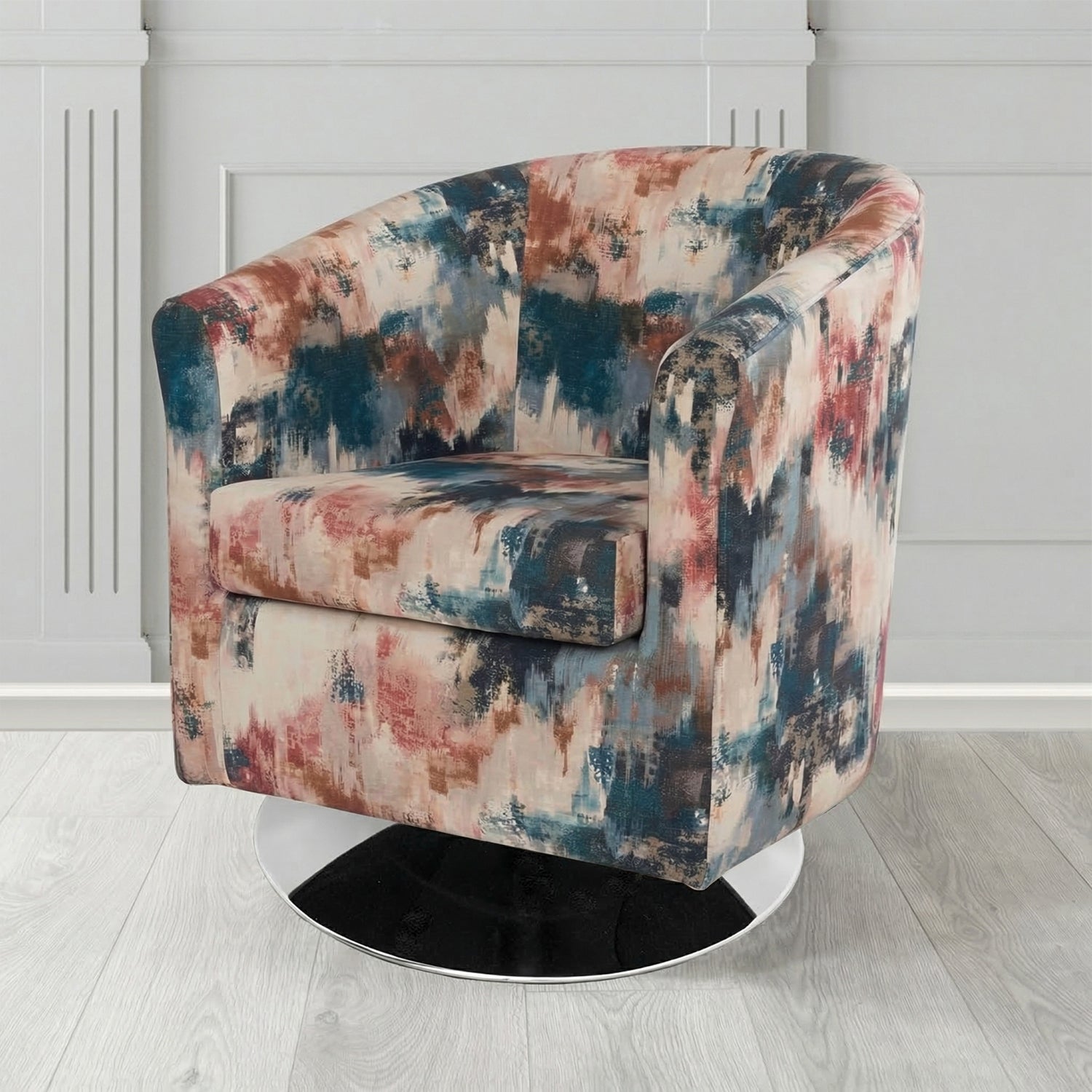Tuscany Swivel Tub Chair in Fryett's Kala Abstract Pattern Fabric