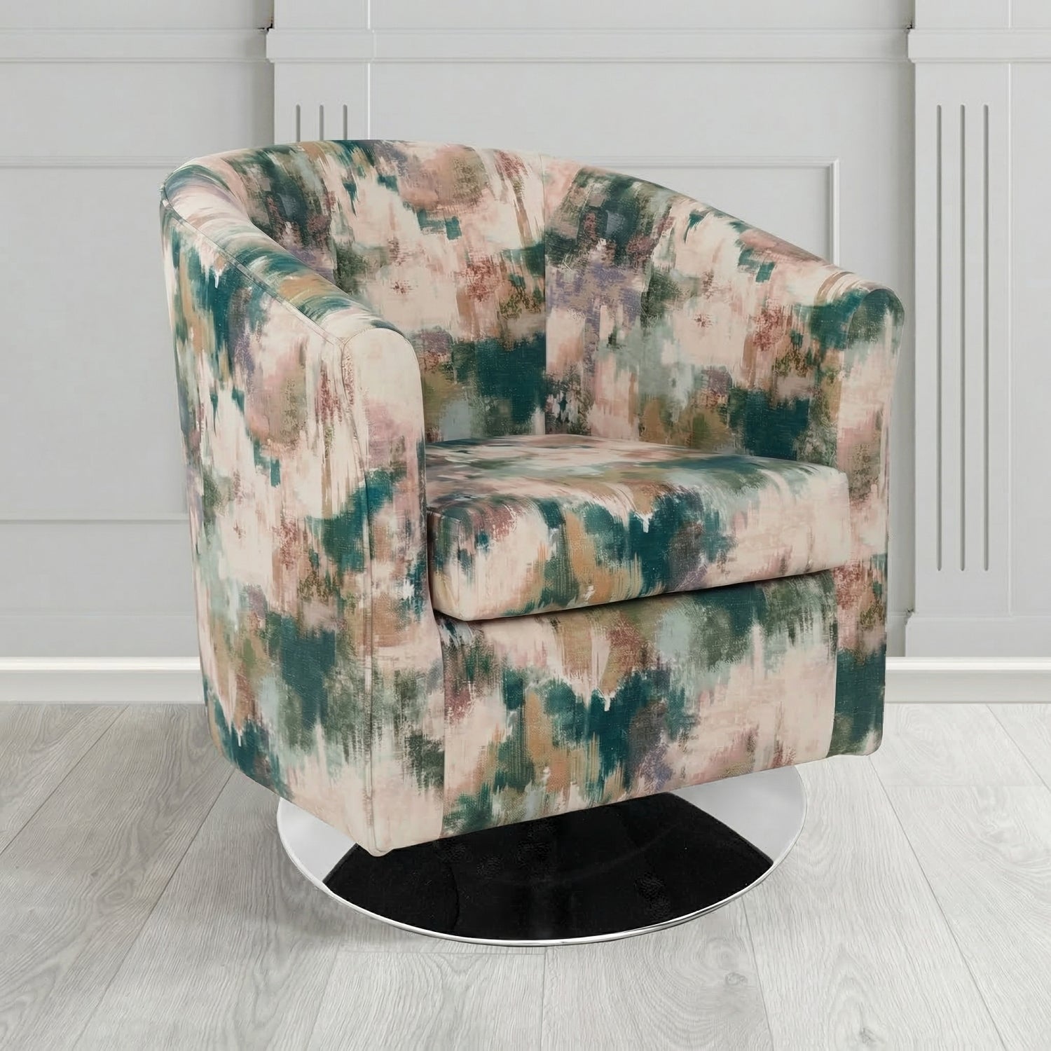 Tuscany Swivel Tub Chair in Fryett's Kala Abstract Pattern Fabric