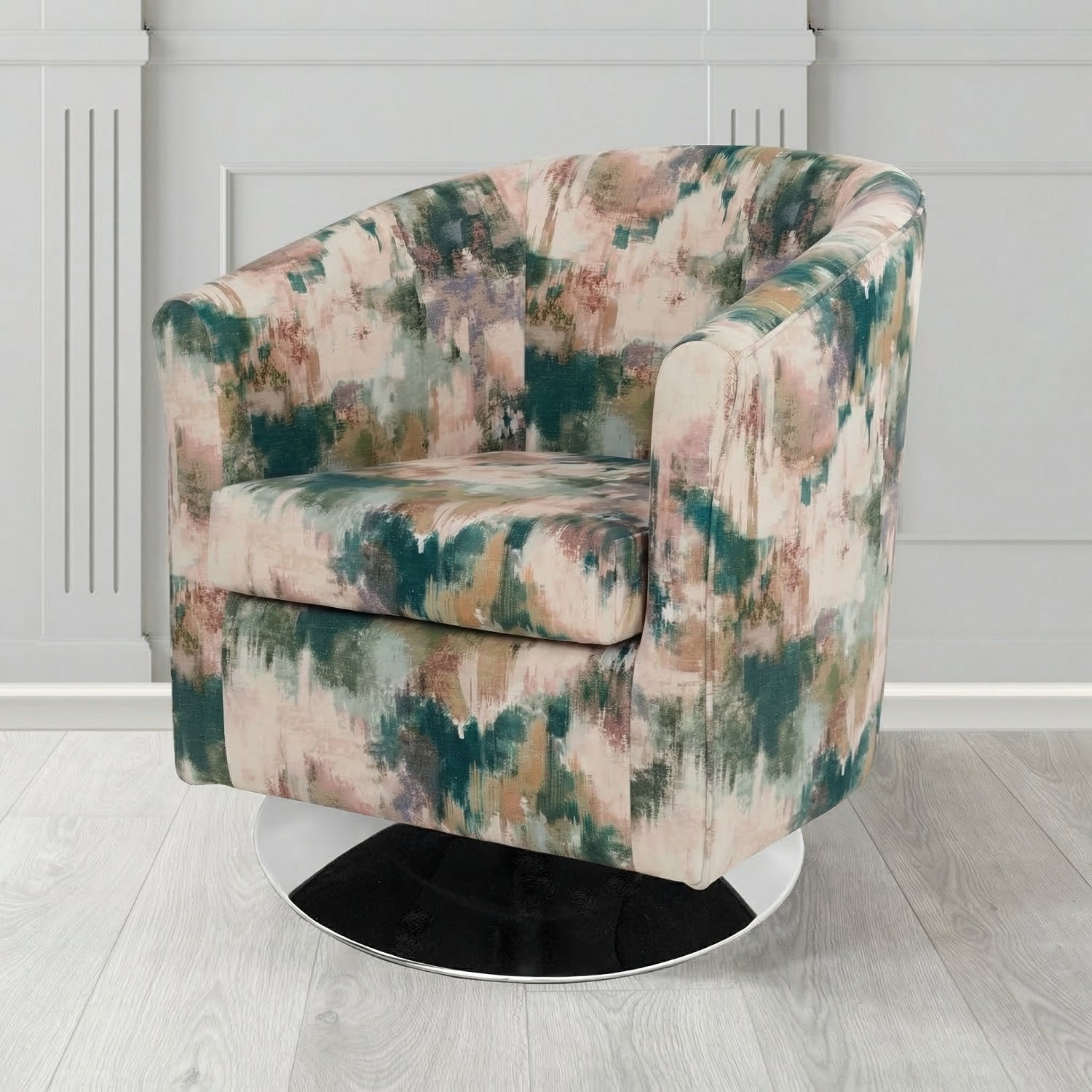 Tuscany Swivel Tub Chair in Fryett's Kala Abstract Pattern Fabric