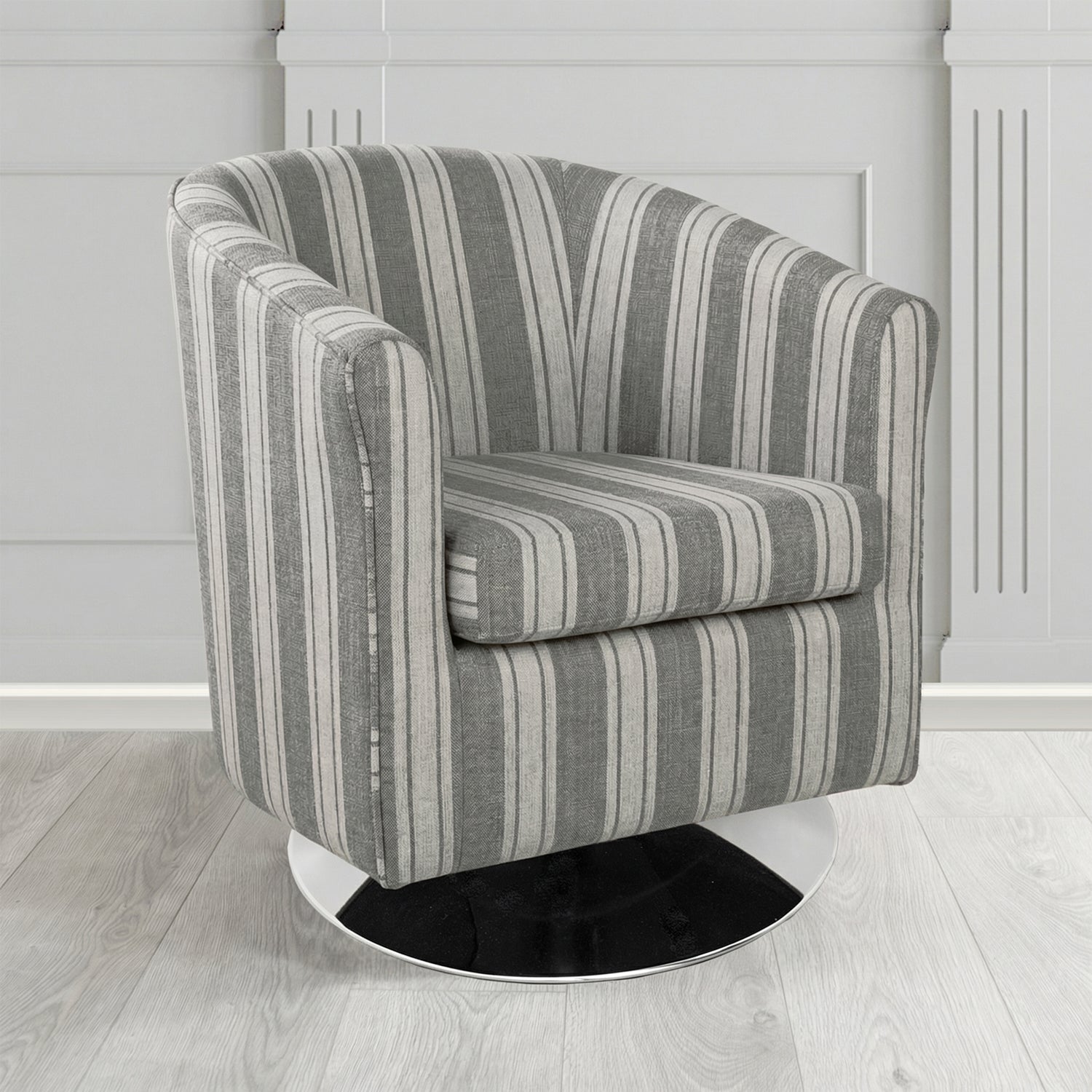 Tuscany Swivel Tub Chair in Fryett's Radley Stripe Pattern Fabric