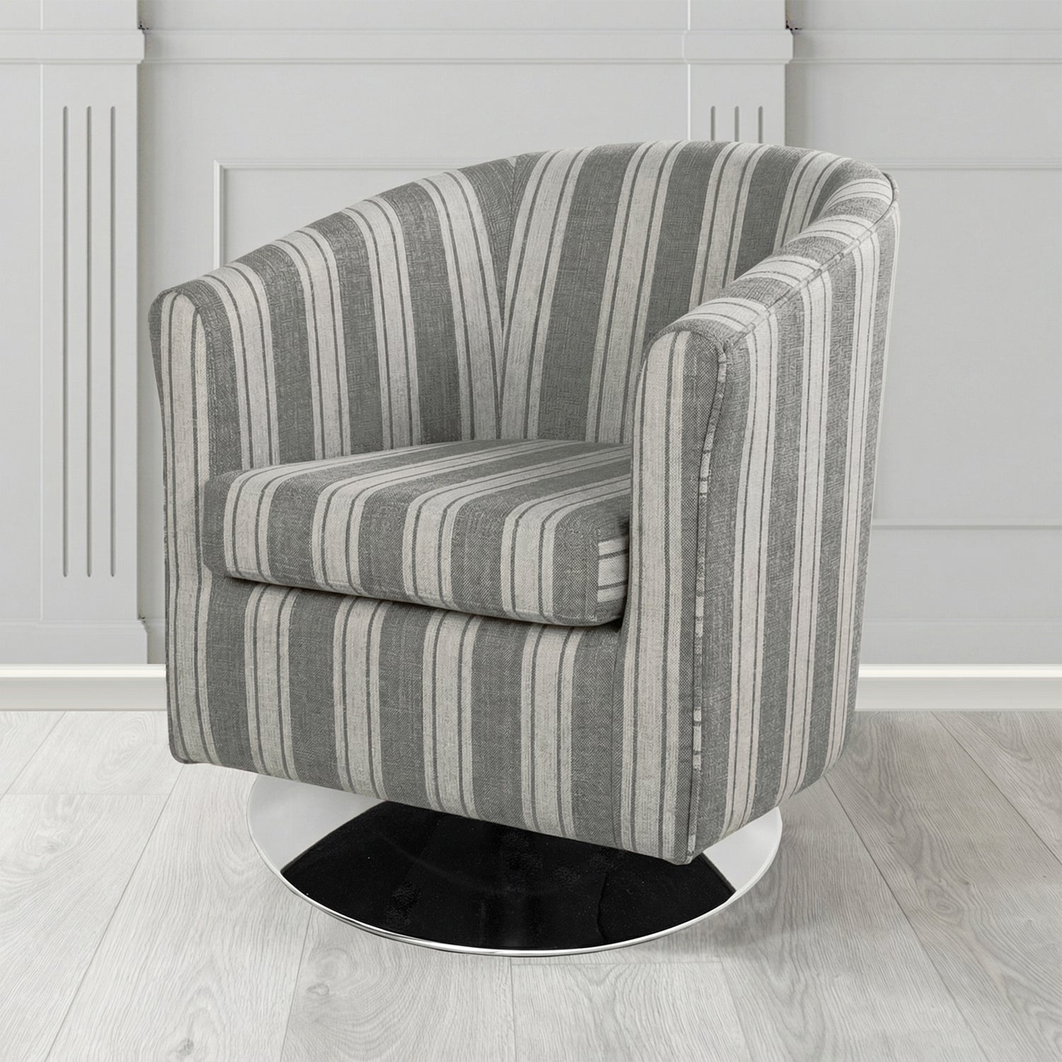 Tuscany Swivel Tub Chair in Fryett's Radley Stripe Pattern Fabric