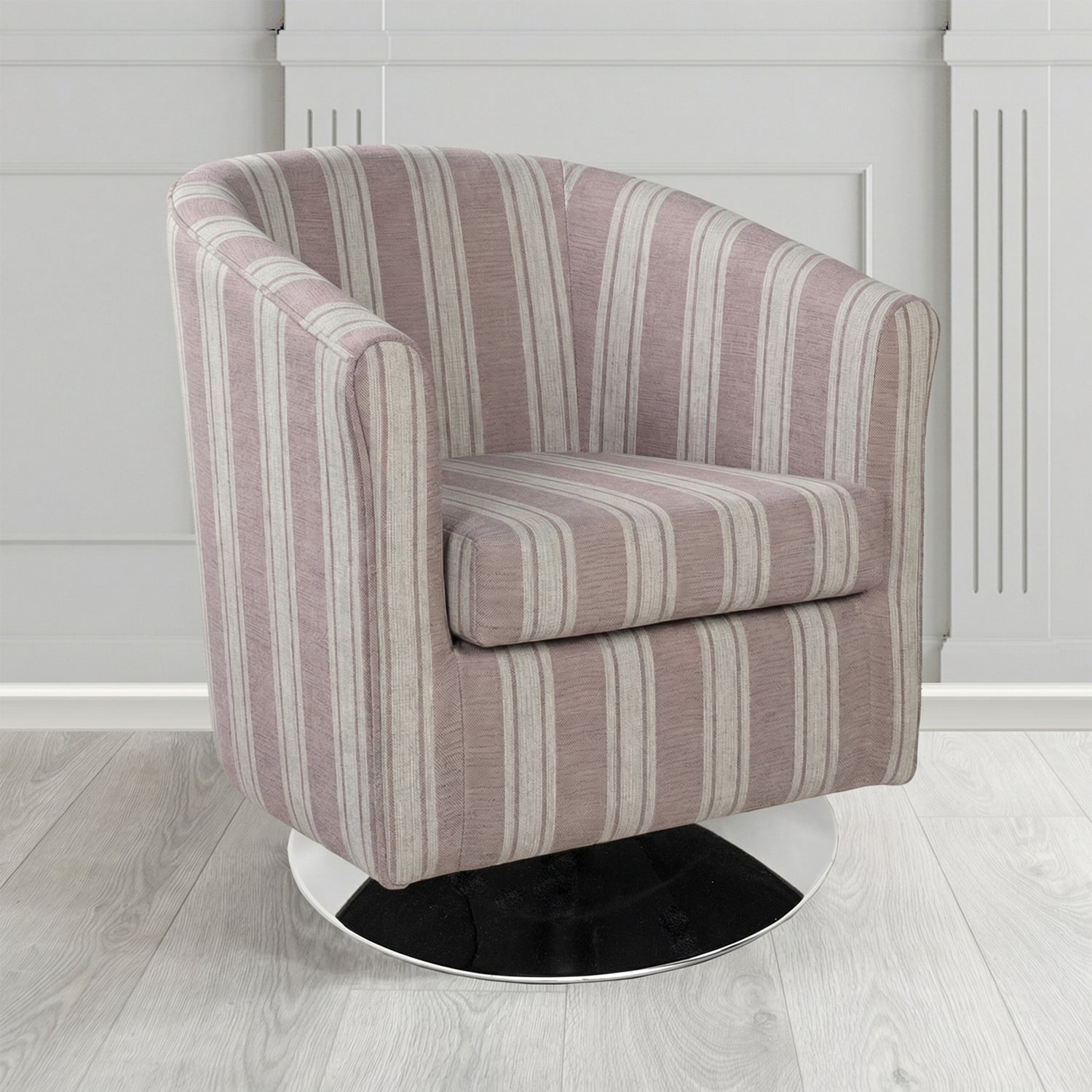 Tuscany Swivel Tub Chair in Fryett's Radley Stripe Pattern Fabric