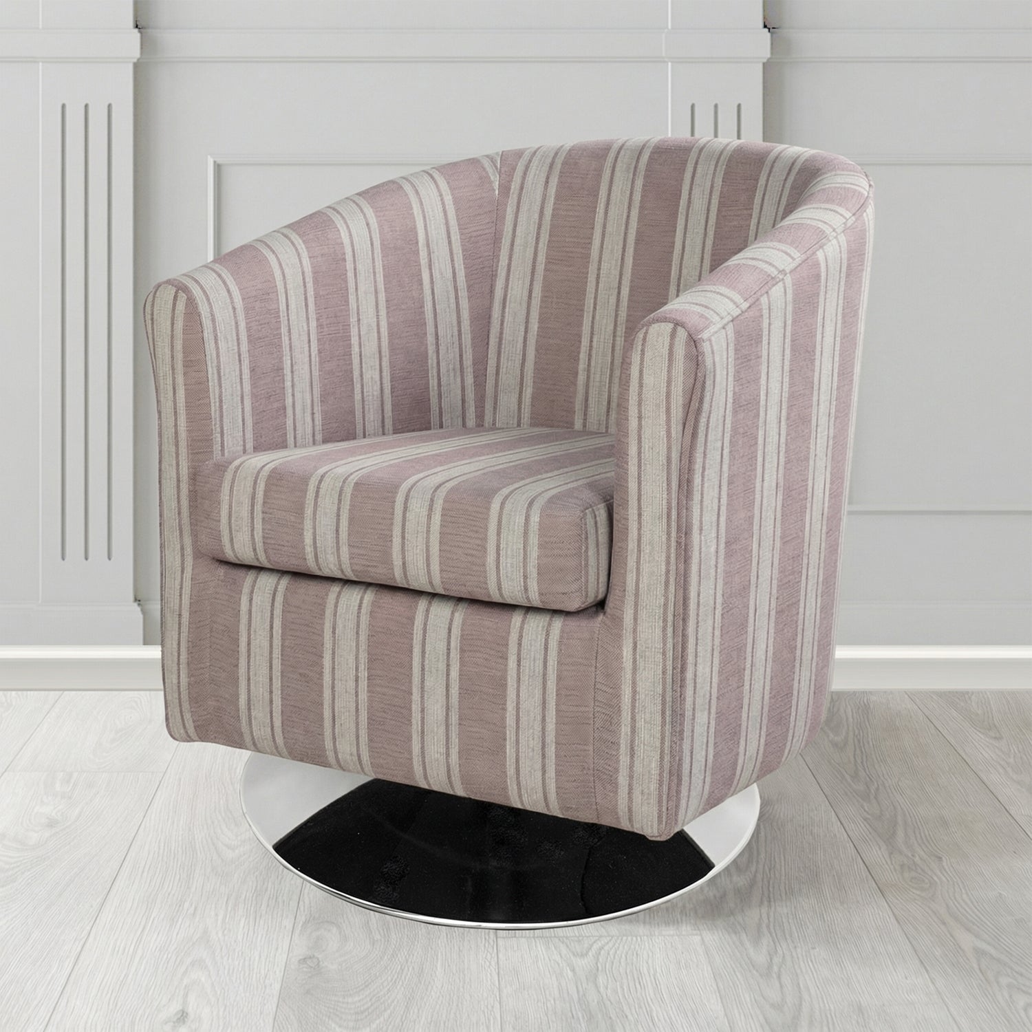 Tuscany Swivel Tub Chair in Fryett's Radley Stripe Pattern Fabric