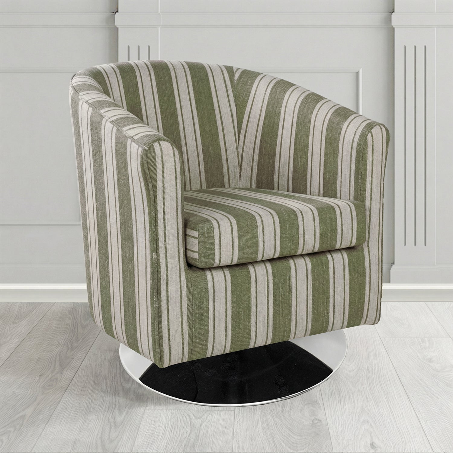 Tuscany Swivel Tub Chair in Fryett's Radley Stripe Pattern Fabric