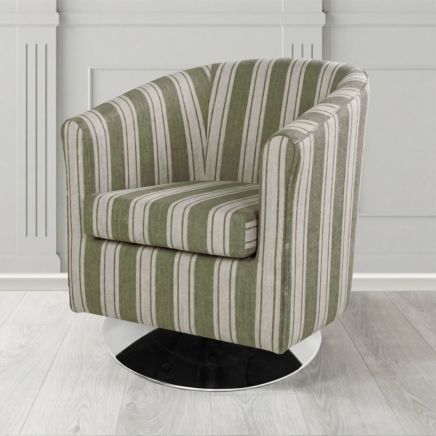 Tuscany Swivel Tub Chair in Fryett's Radley Stripe Pattern Fabric