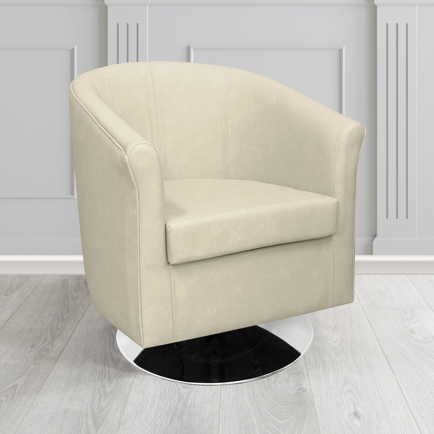 Tuscany Swivel Tub Chair in Cristina Marrone Infiniti Antimicrobial Crib 5 Faux Leather