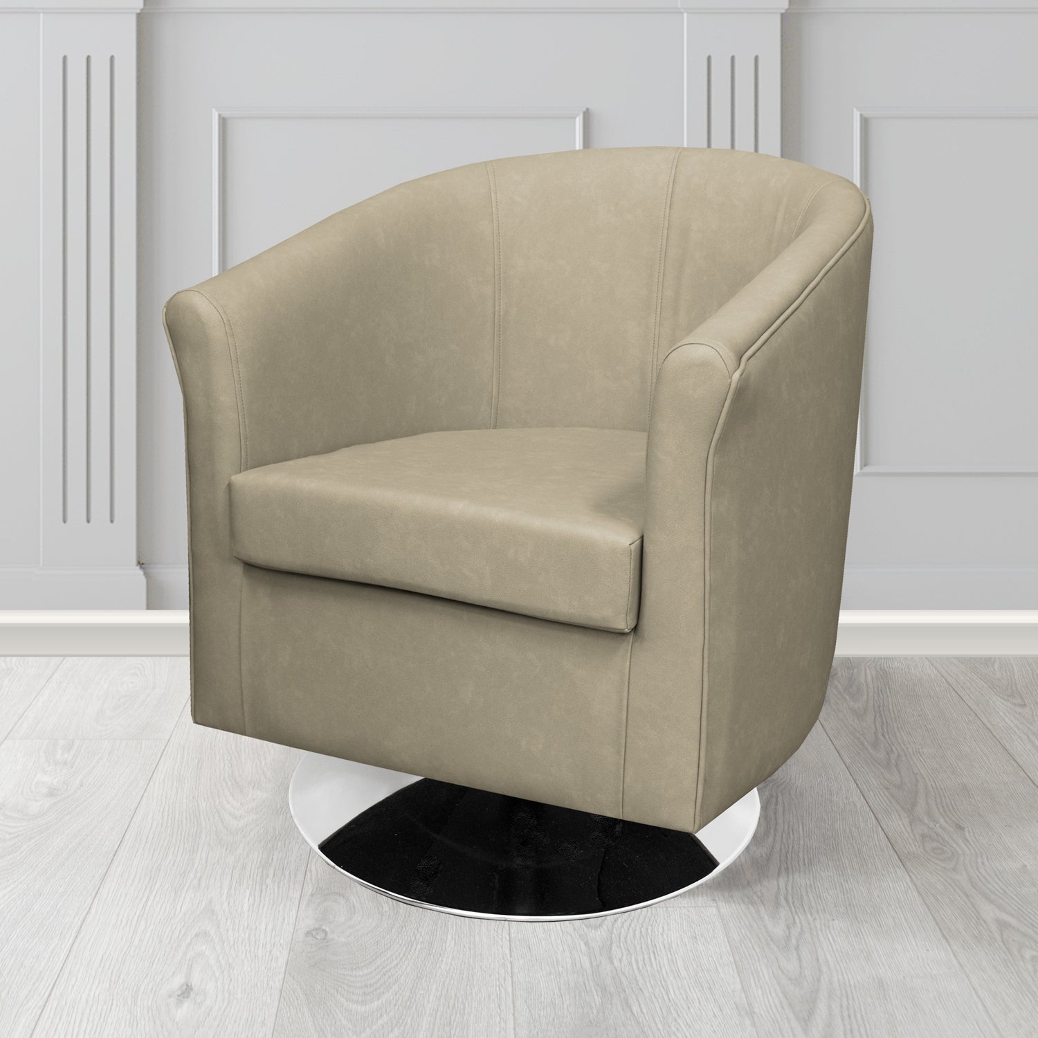Tuscany Swivel Tub Chair in Cristina Marrone Infiniti Antimicrobial Crib 5 Faux Leather