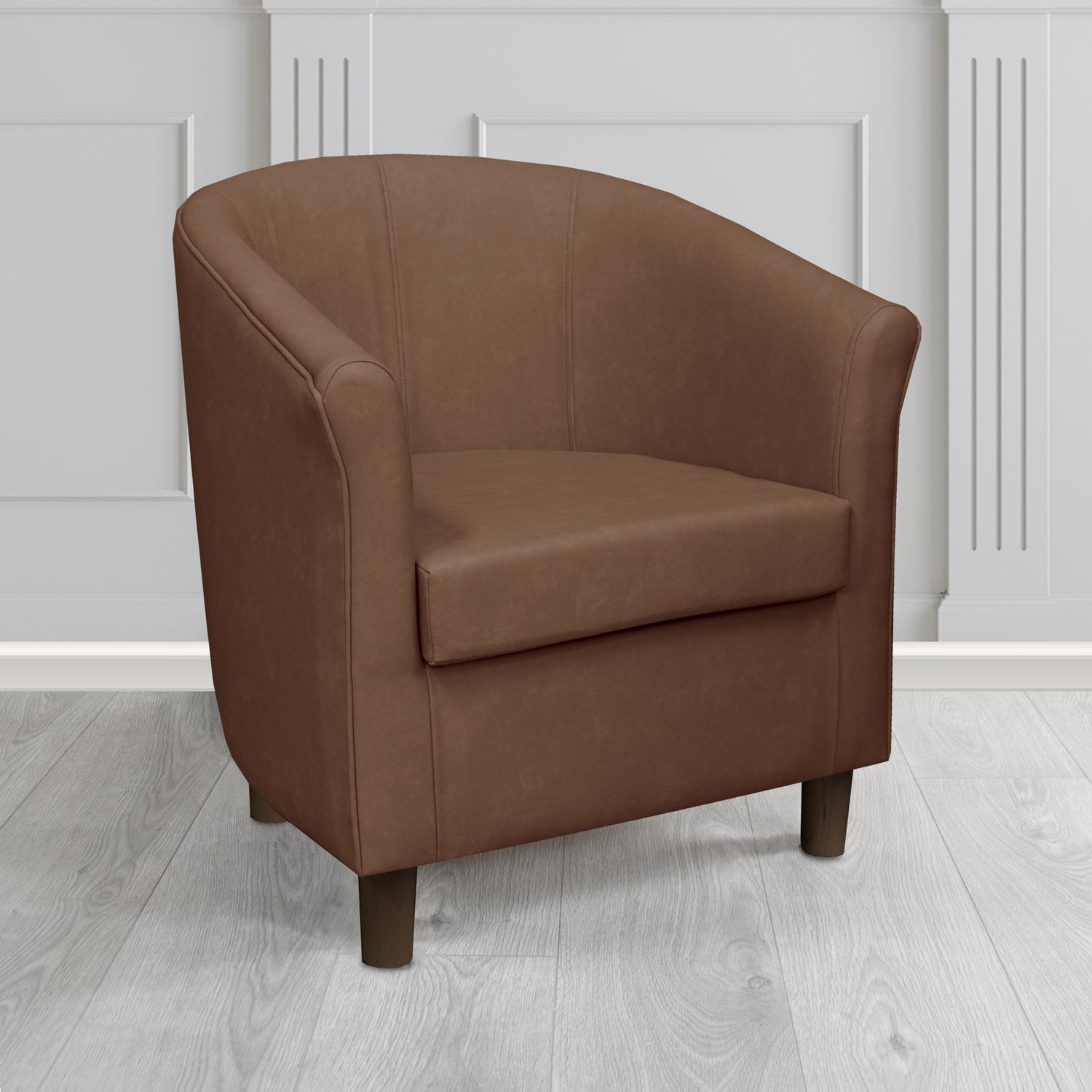 Tuscany Tub Chair in Cristina Marrone Infiniti Antimicrobial Crib 5 Faux Leather