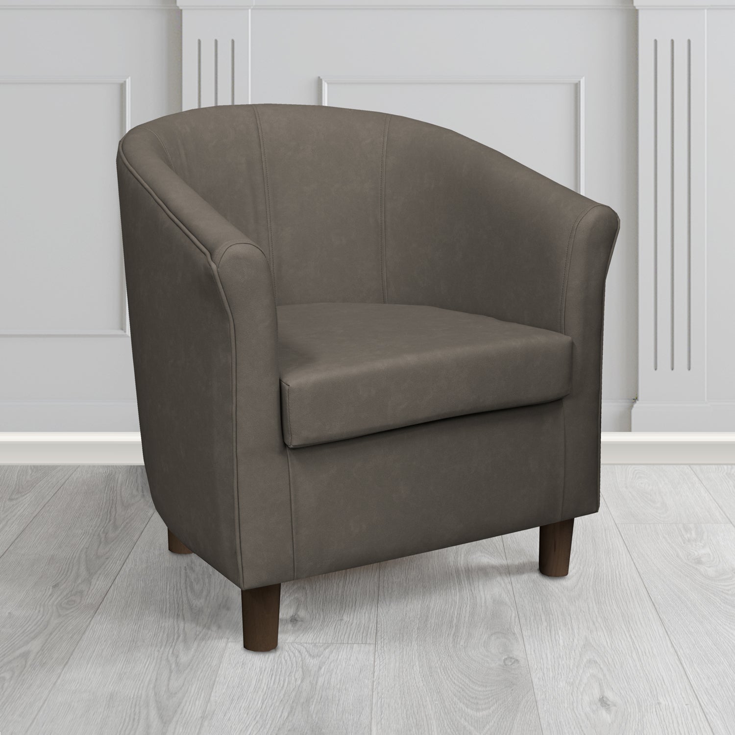 Tuscany Tub Chair in Cristina Marrone Infiniti Antimicrobial Crib 5 Faux Leather