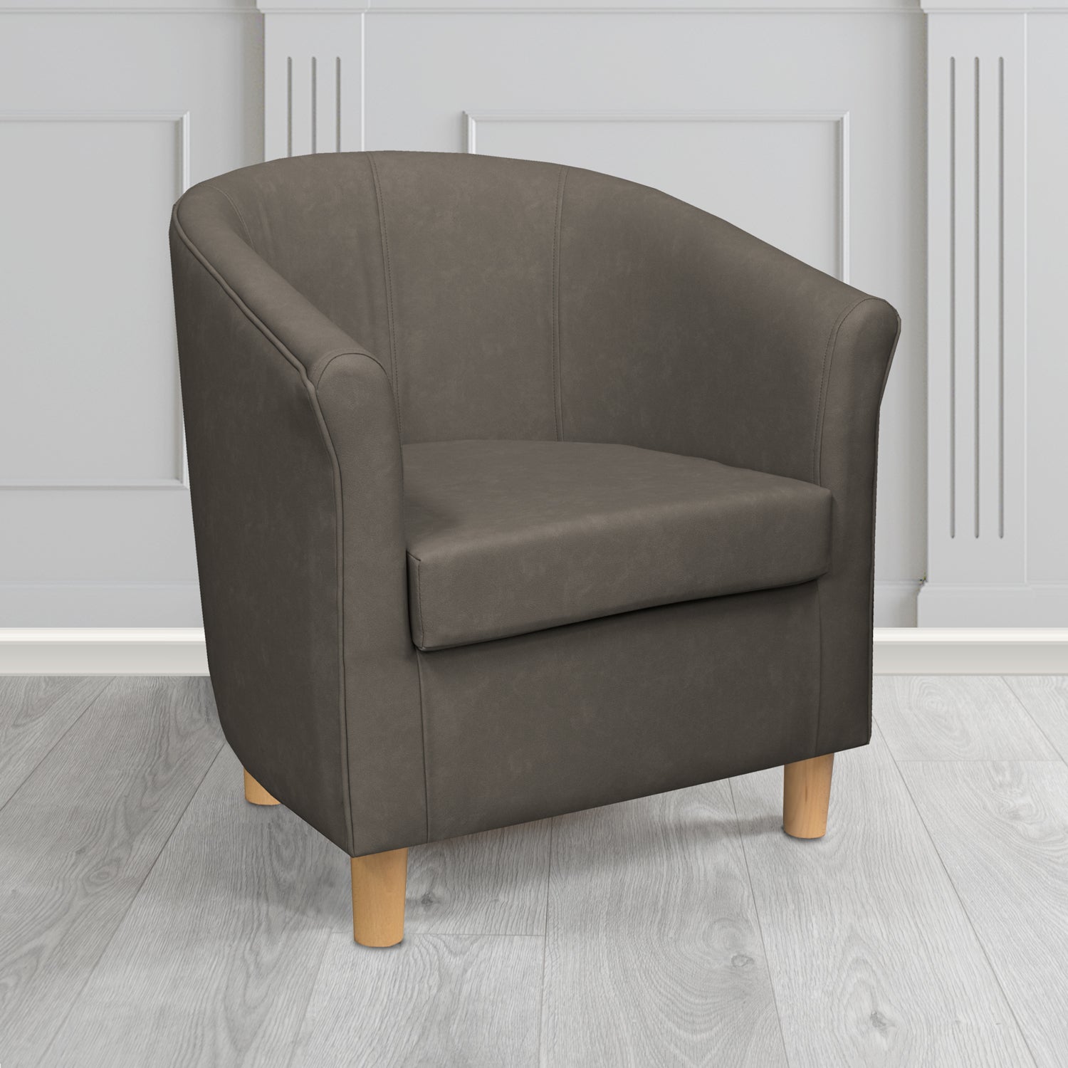 Tuscany Tub Chair in Cristina Marrone Infiniti Antimicrobial Crib 5 Faux Leather